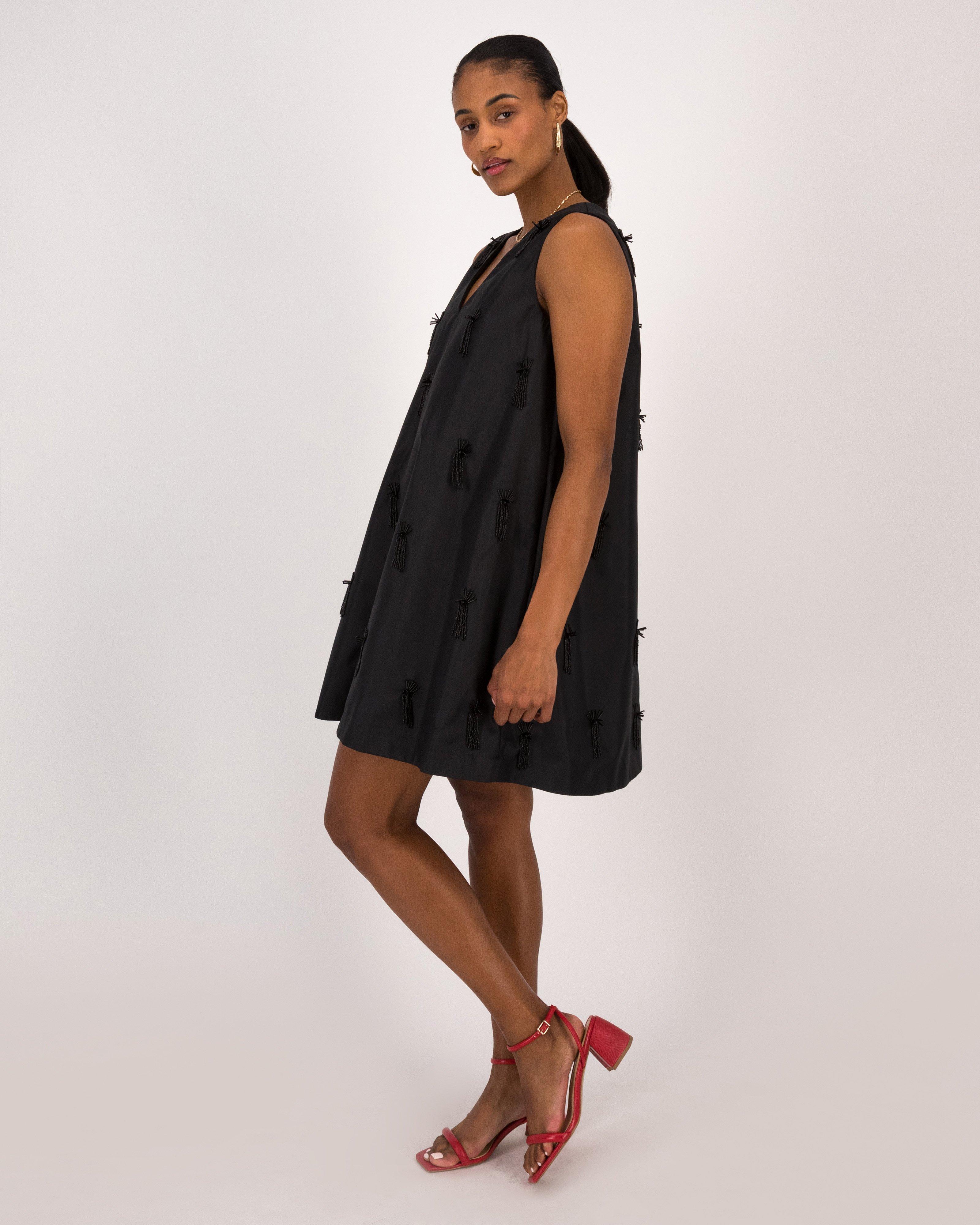 Scarlett Beaded Shift Dress -  Black