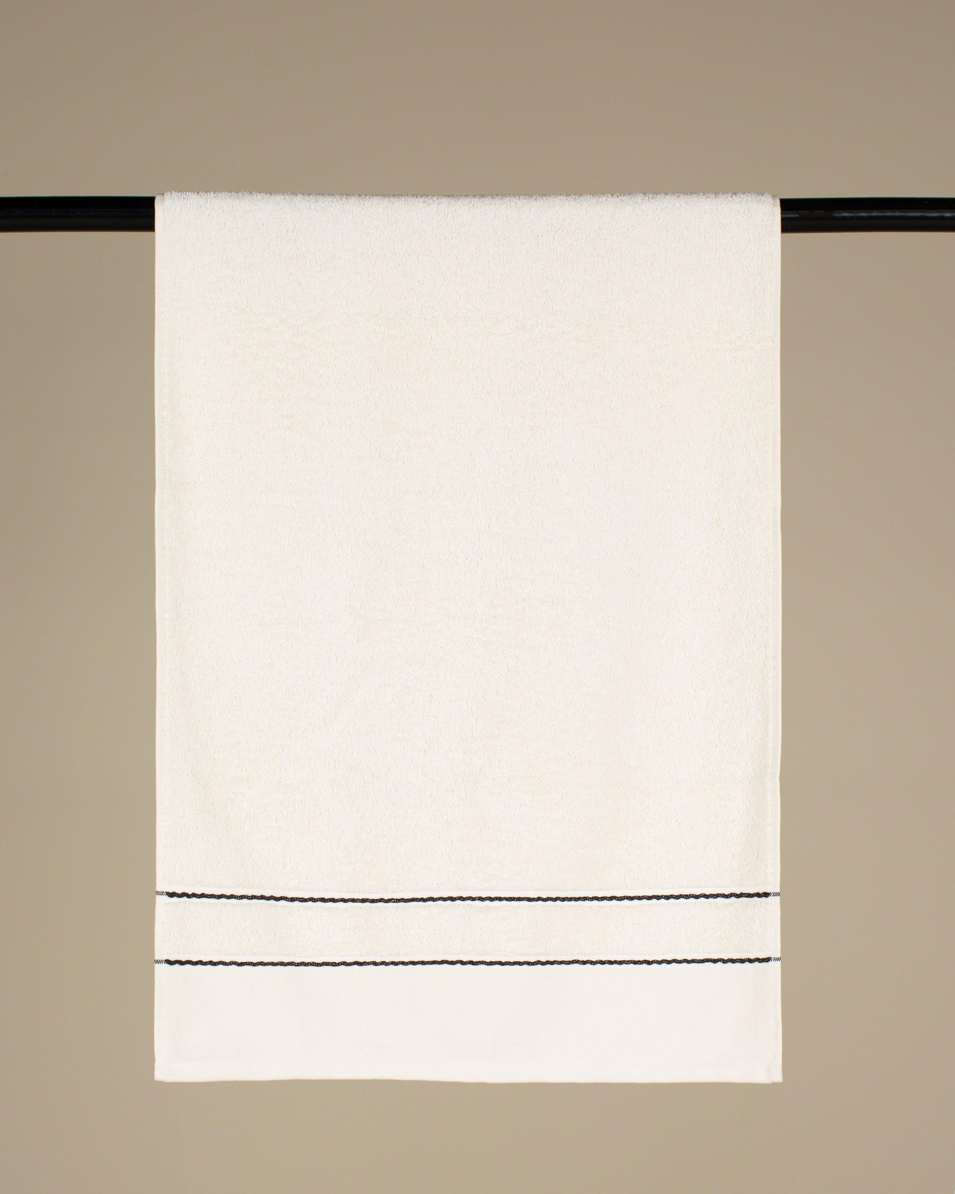 Meena Embroidered Stripe Hand Towel -  Black
