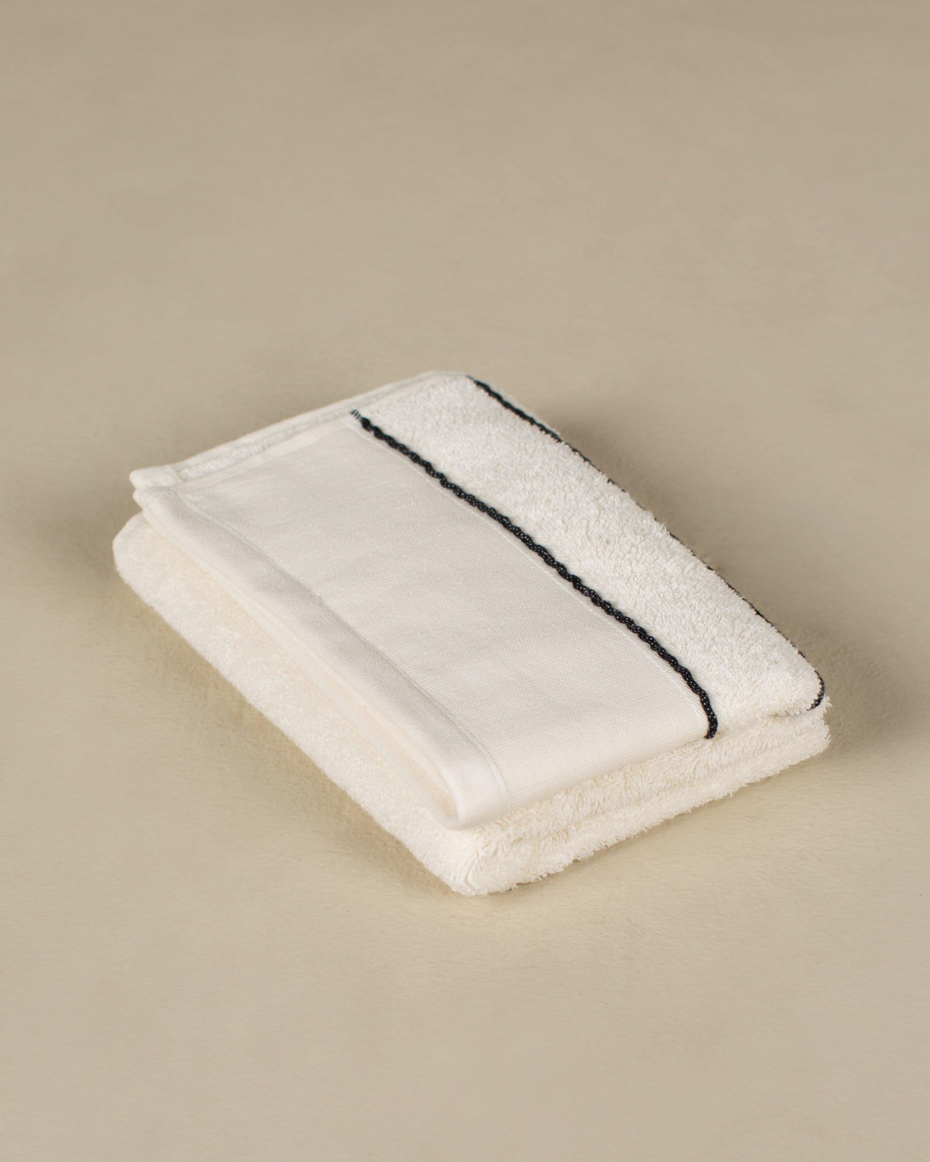 Meena Embroidered Stripe Hand Towel -  Black