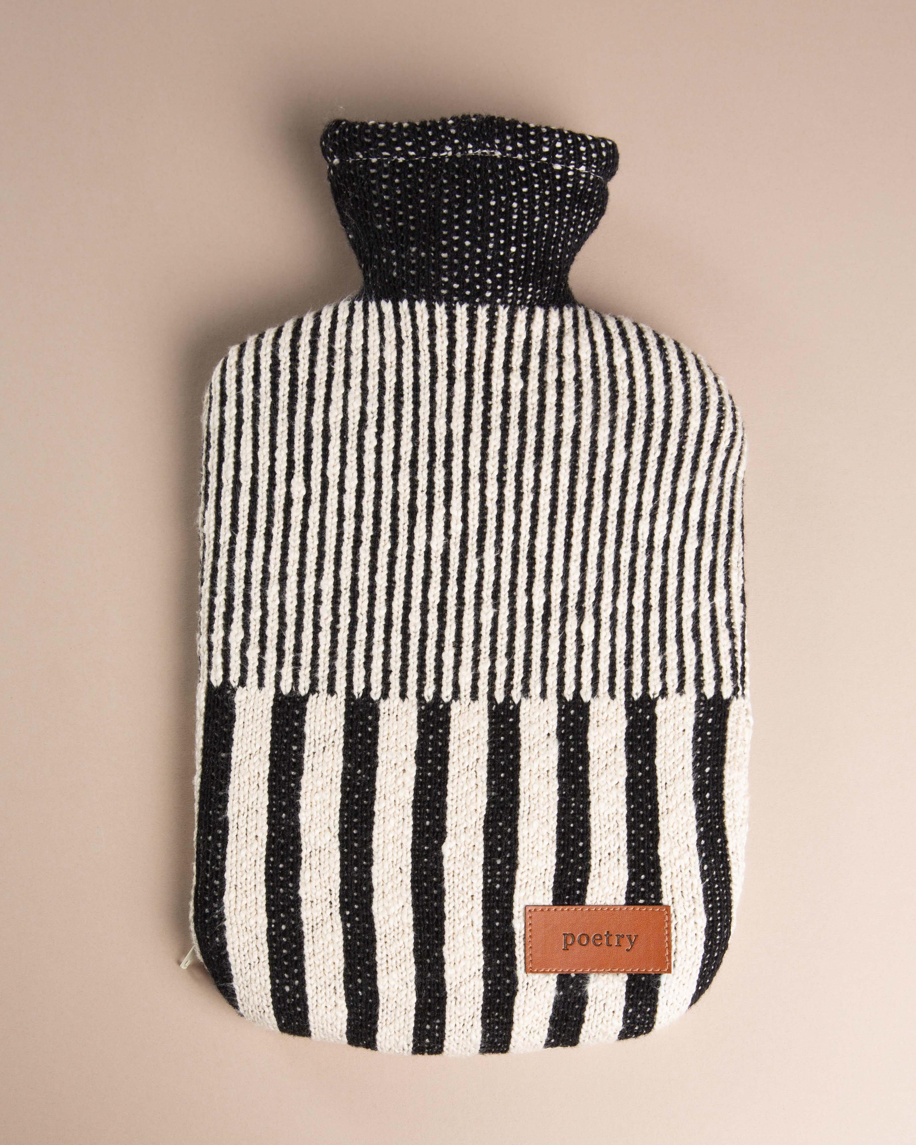 Stripes Hot Water Bottle -  Black