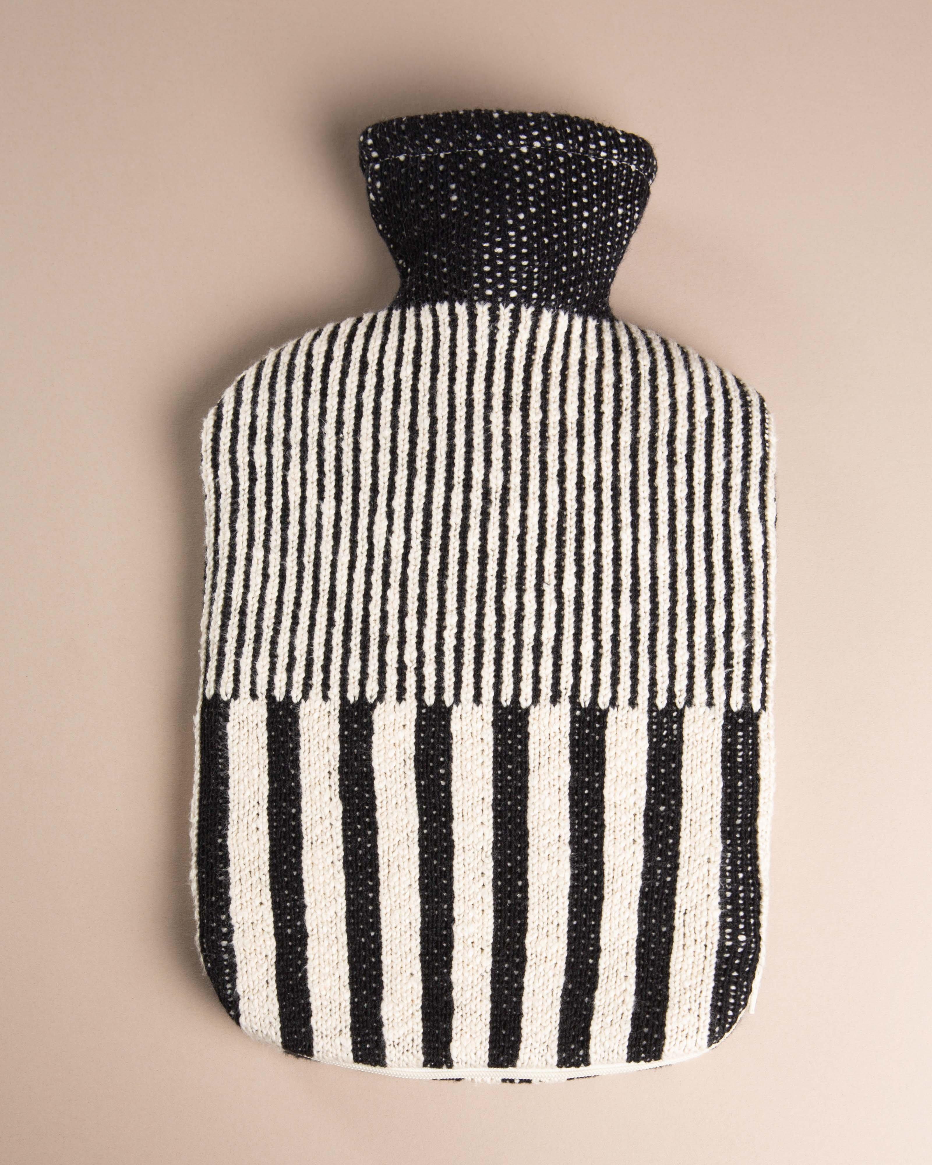 Stripes Hot Water Bottle -  Black