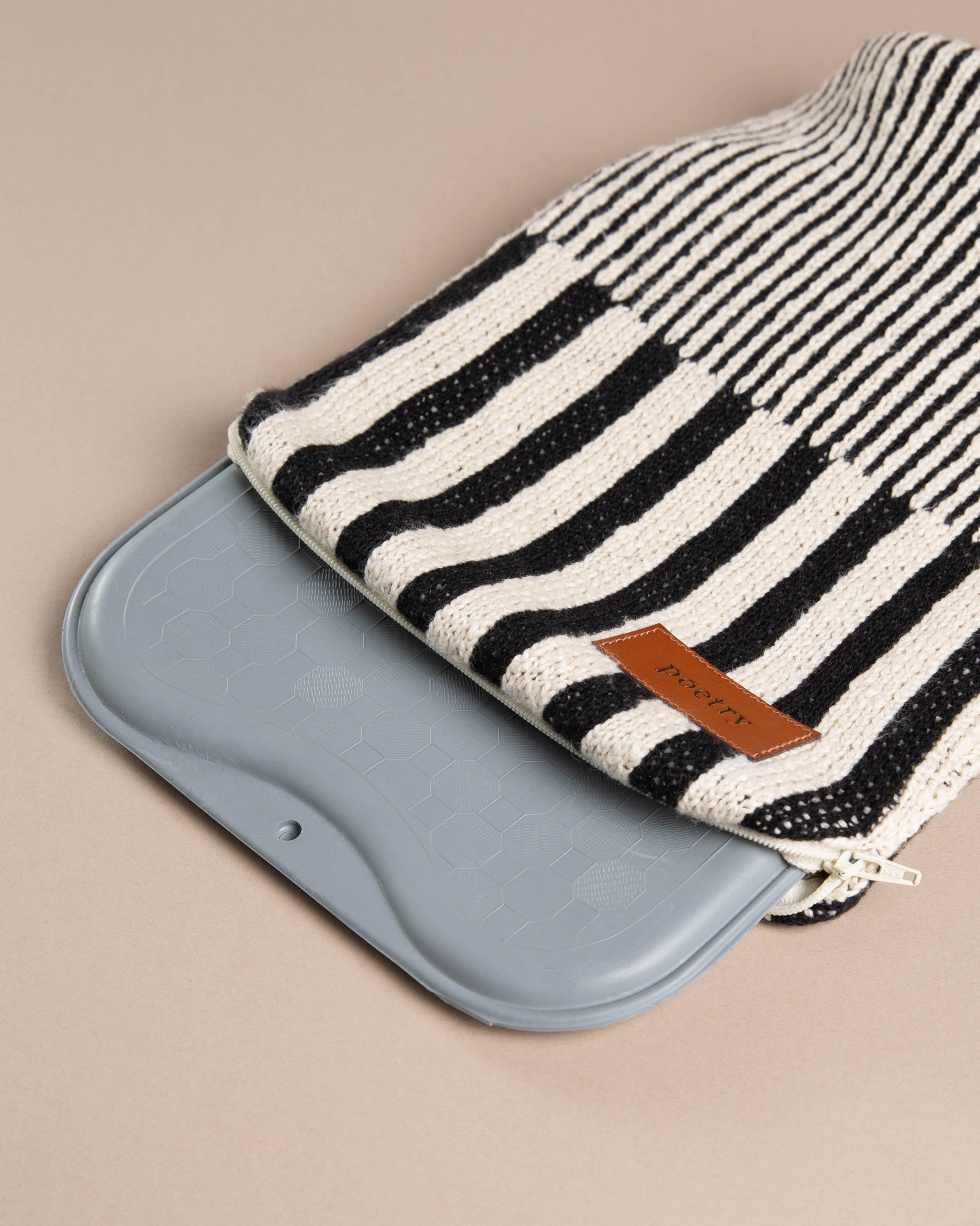 Stripes Hot Water Bottle -  Black