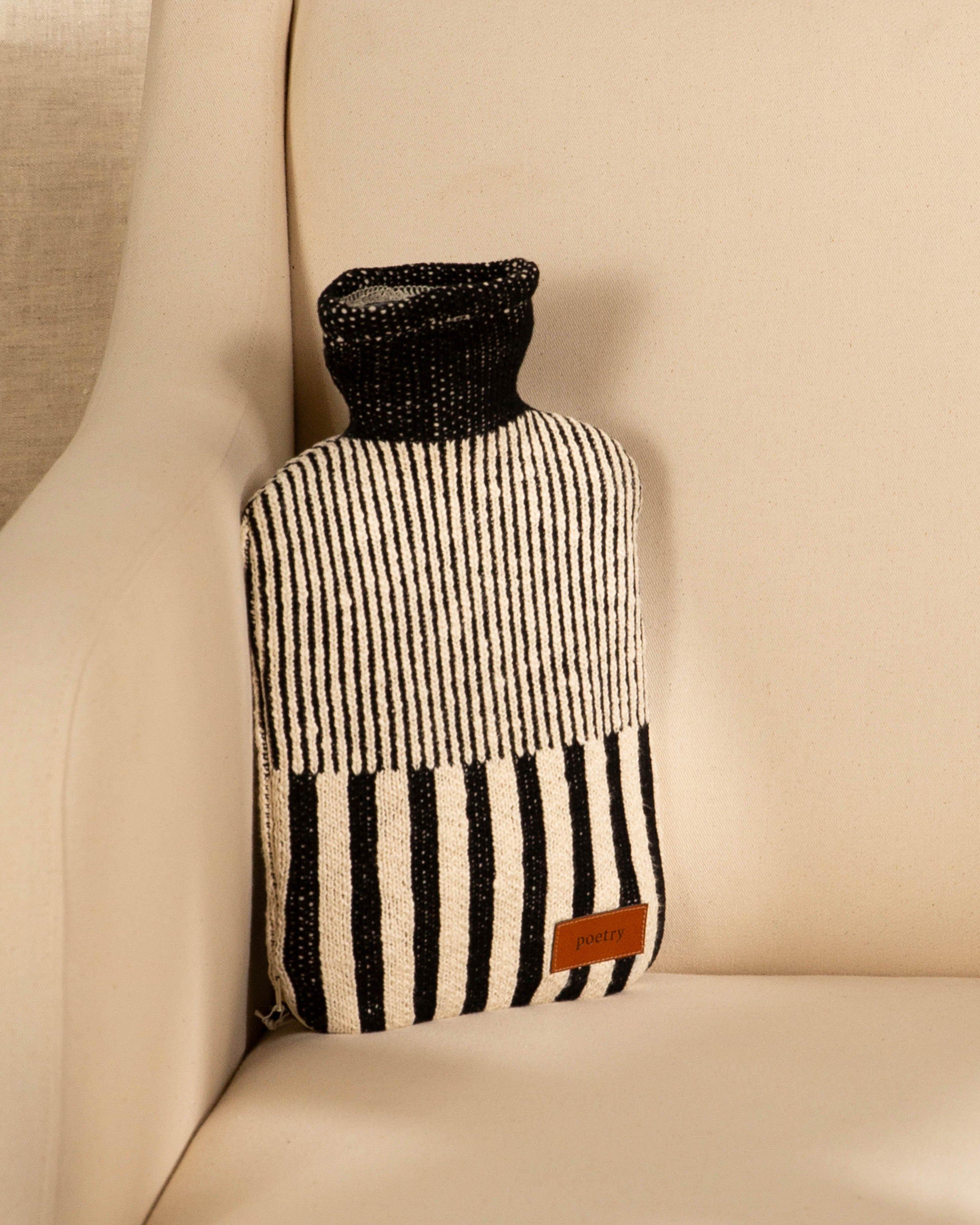 Stripes Hot Water Bottle -  Black