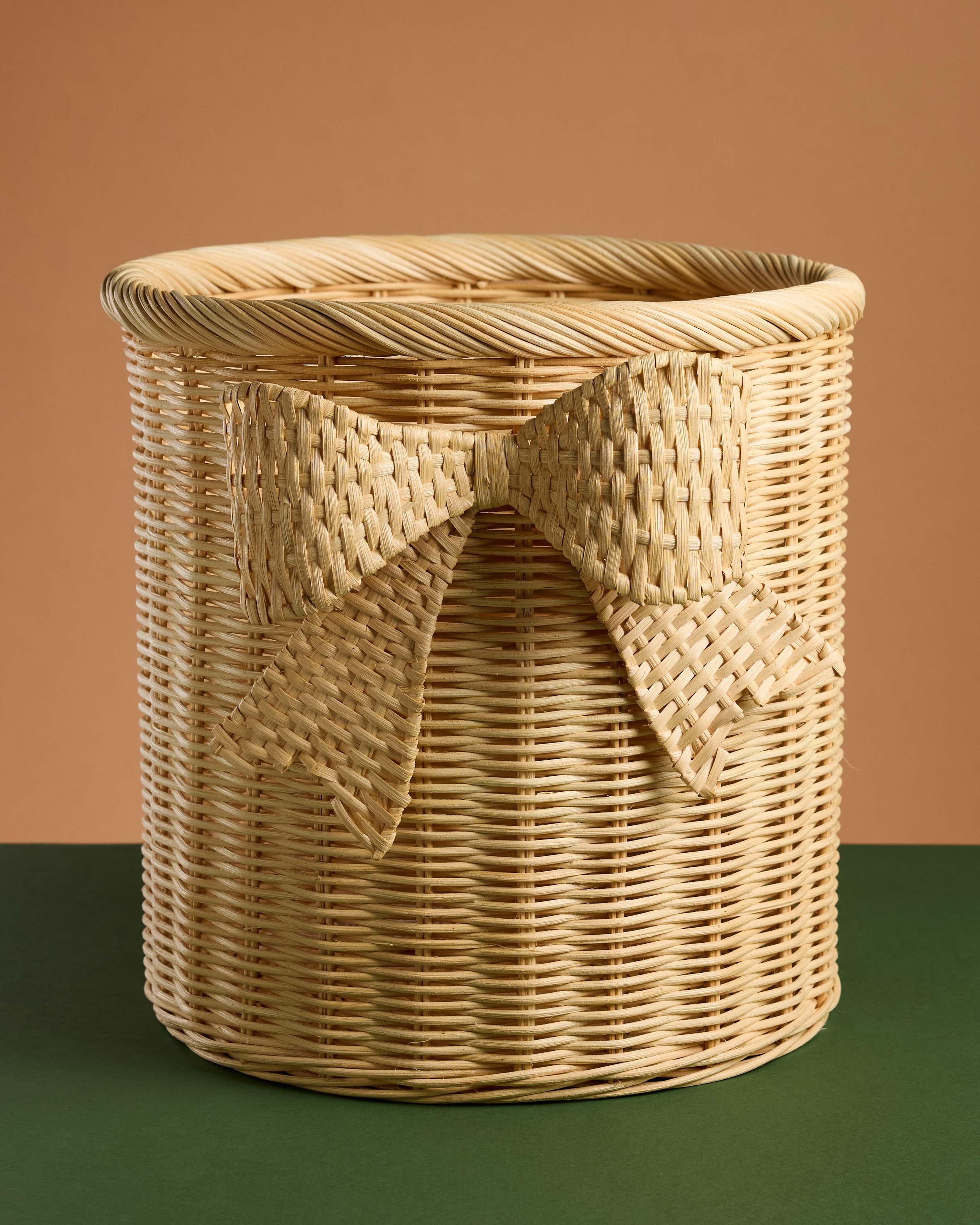 Rattan Large Bow Accent Planter -  Brown