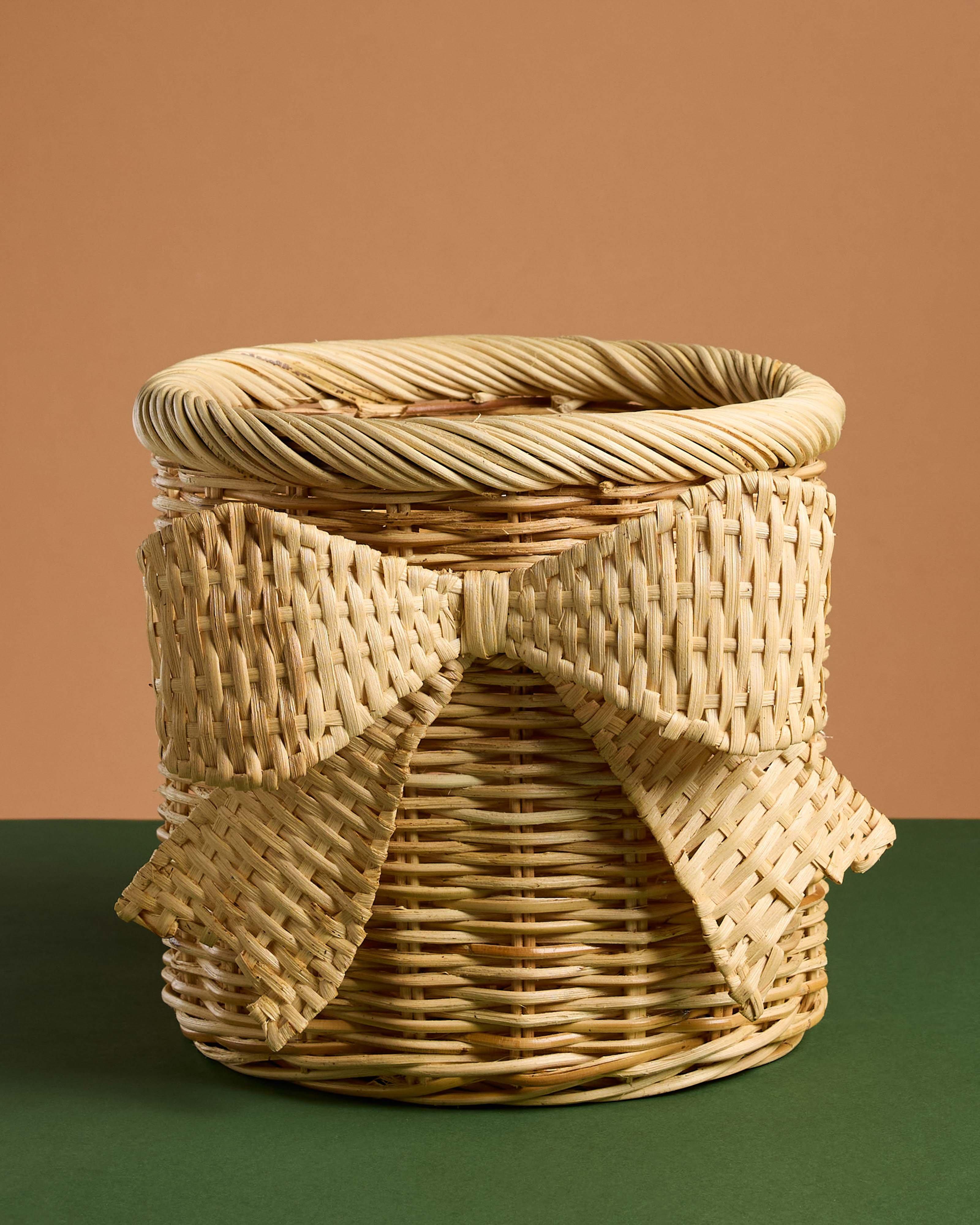 Rattan Medium Bow Accent Planter -  Brown