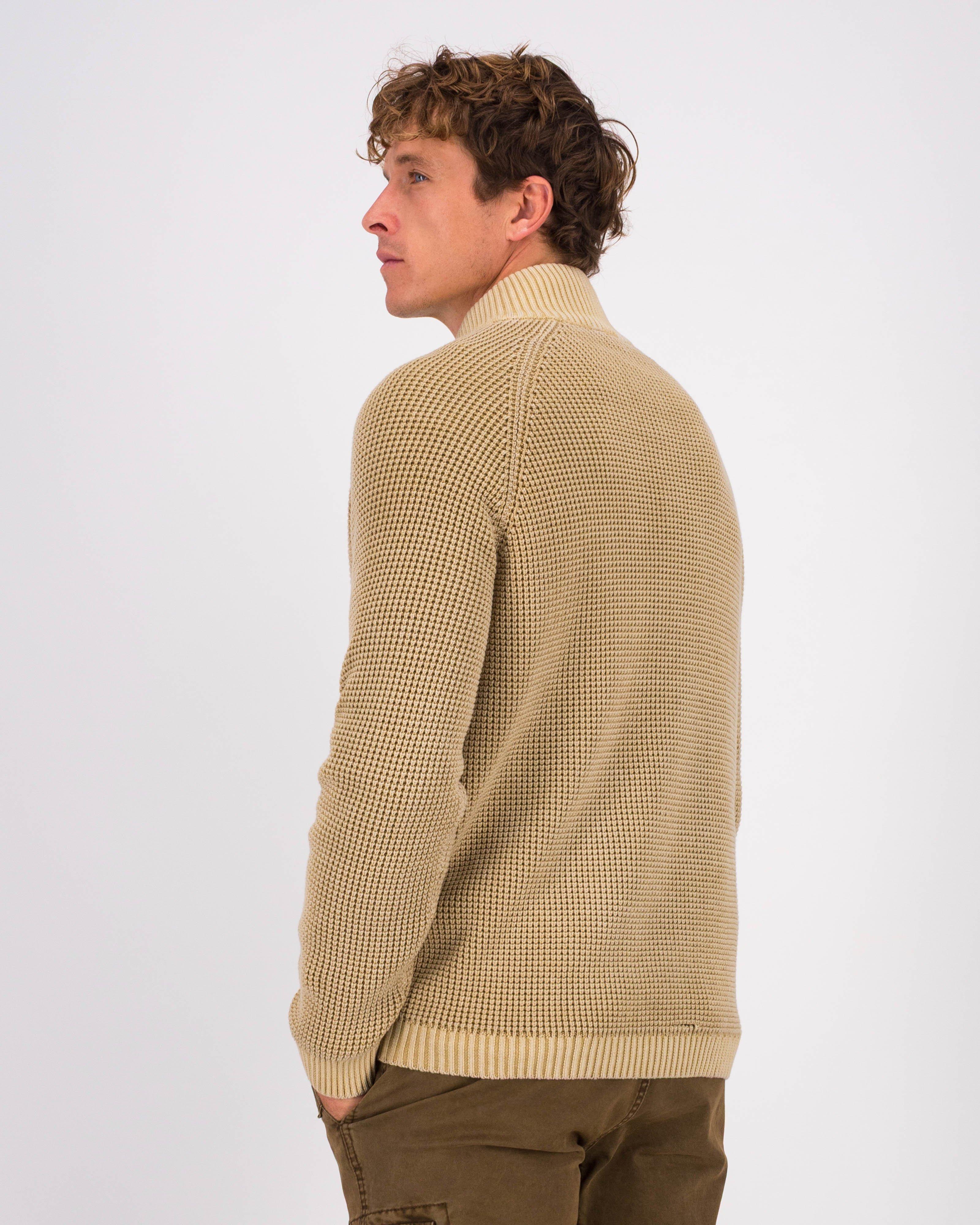 K-Way Elements Men’s Branson Cotton 1/4 Zip Knit Top -  Light Khaki
