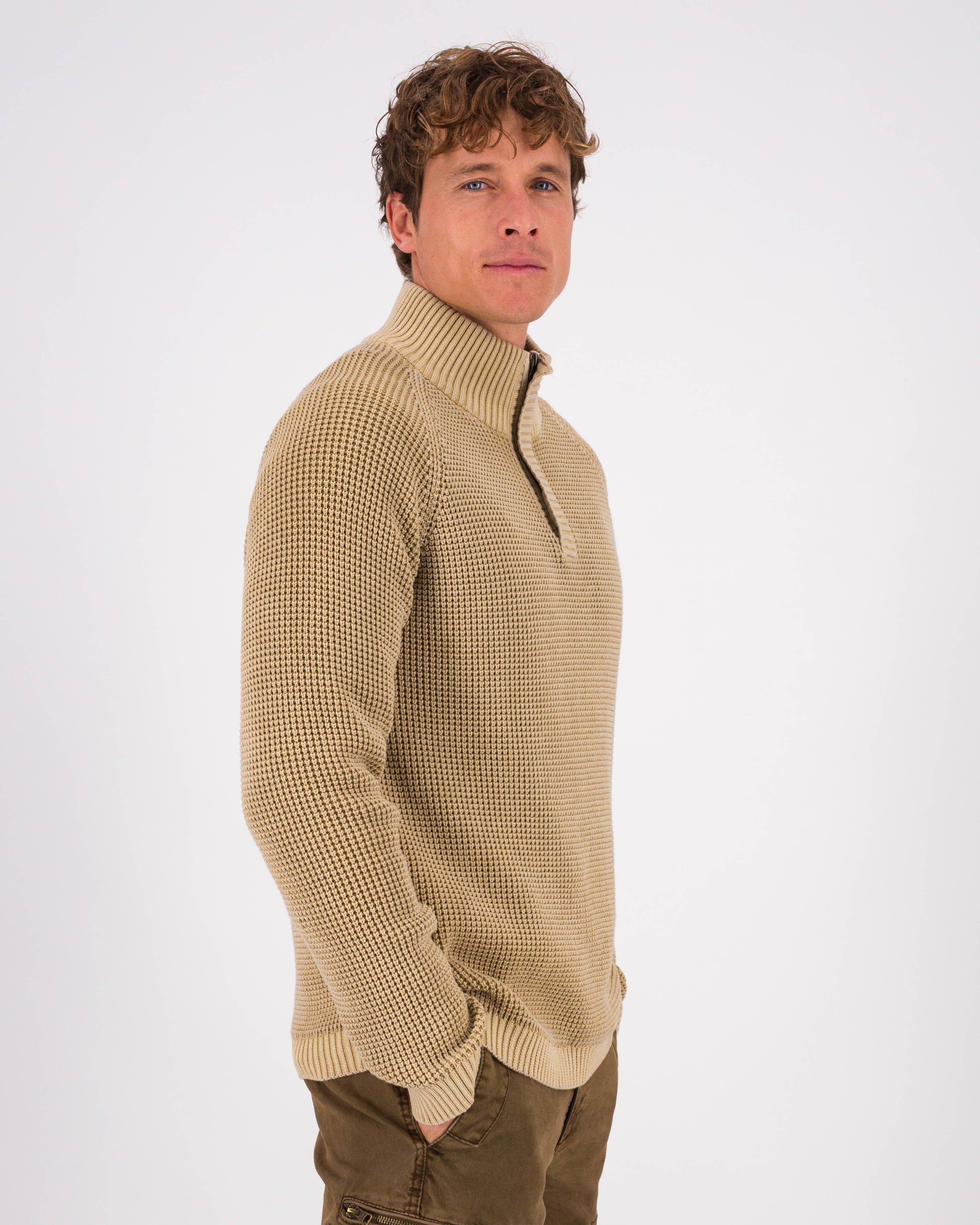 K-Way Elements Men’s Branson Cotton 1/4 Zip Knit Top -  Light Khaki