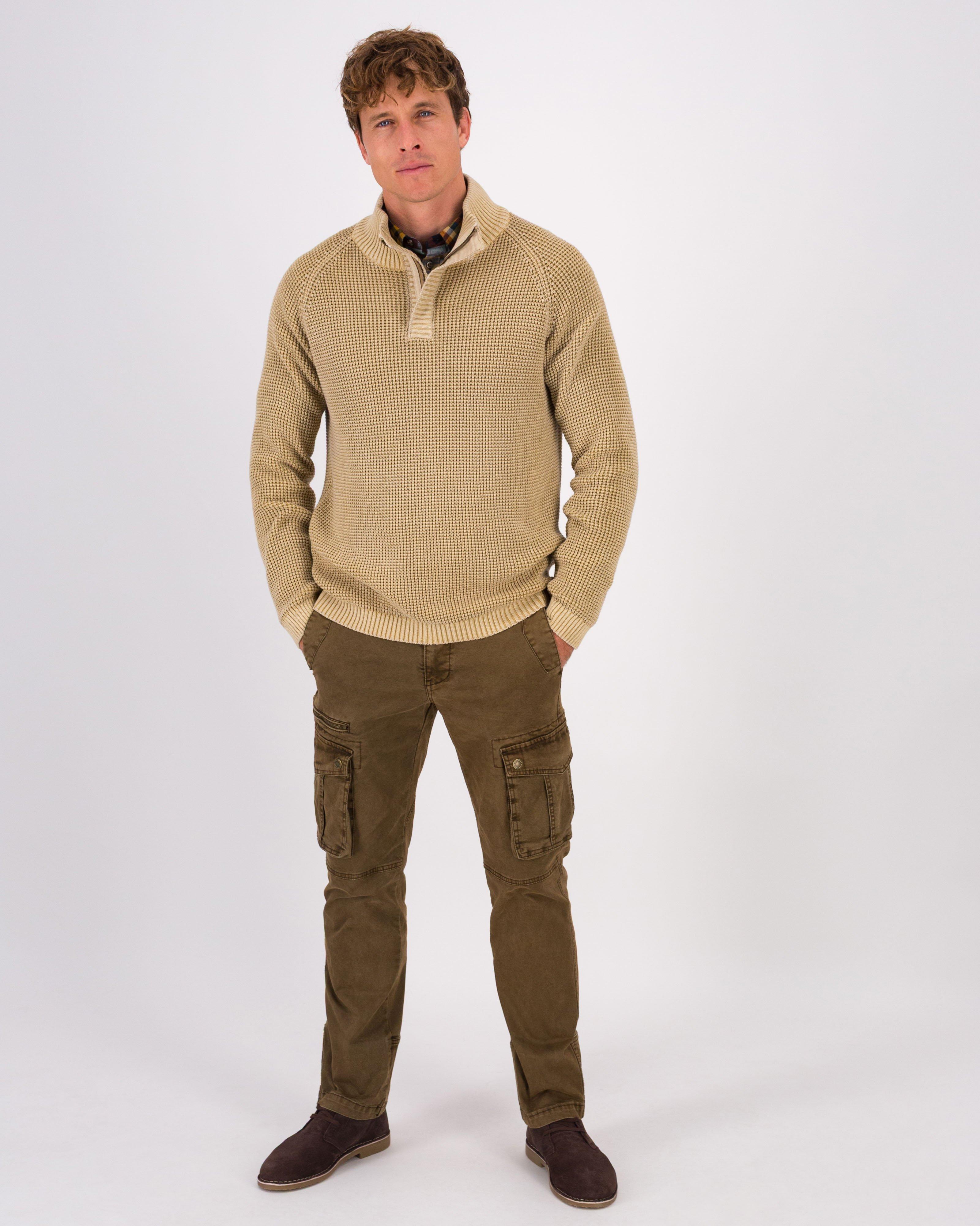 K-Way Elements Men’s Branson Cotton 1/4 Zip Knit Top -  Light Khaki