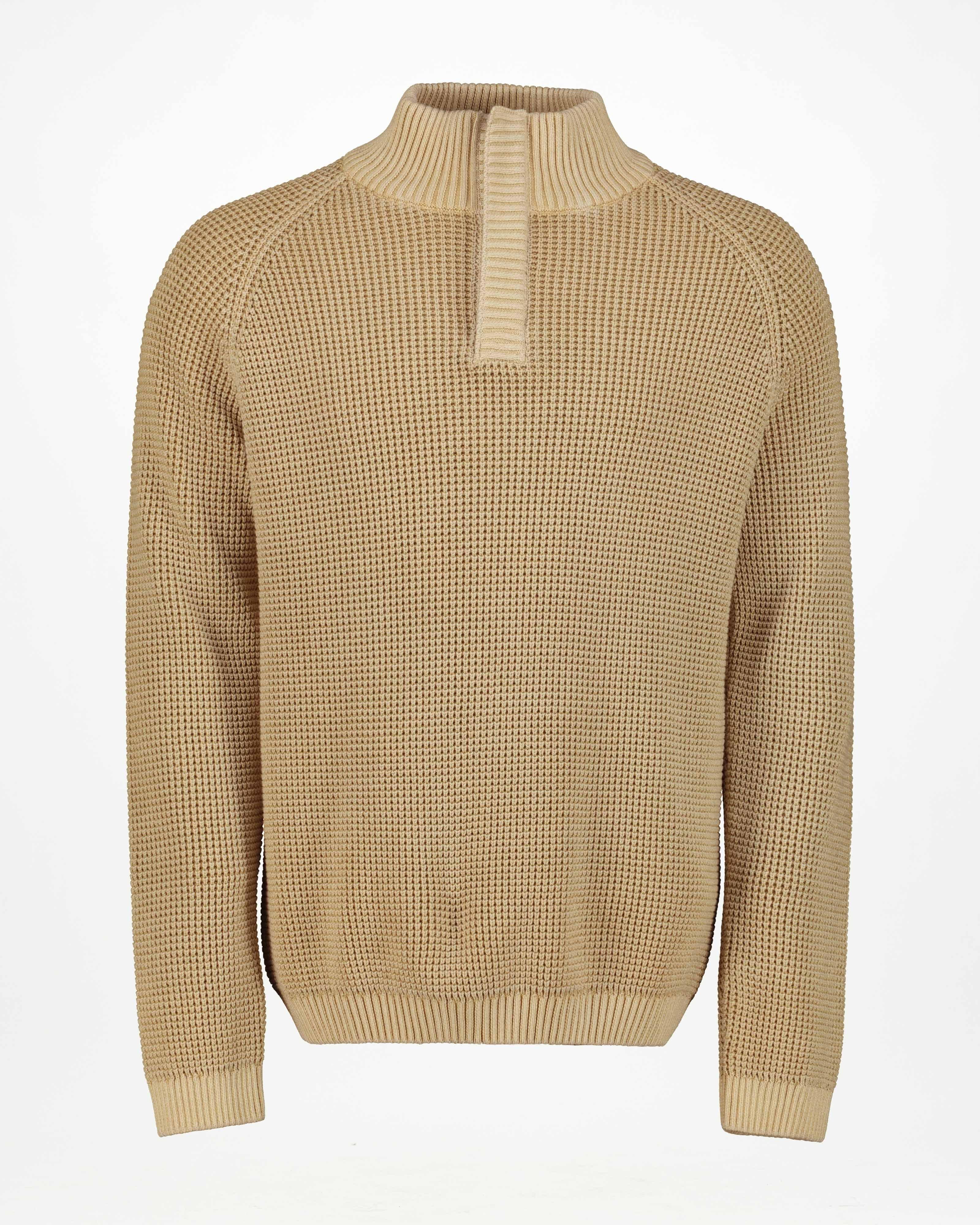 K-Way Elements Men’s Branson Cotton 1/4 Zip Knit Top -  Light Khaki