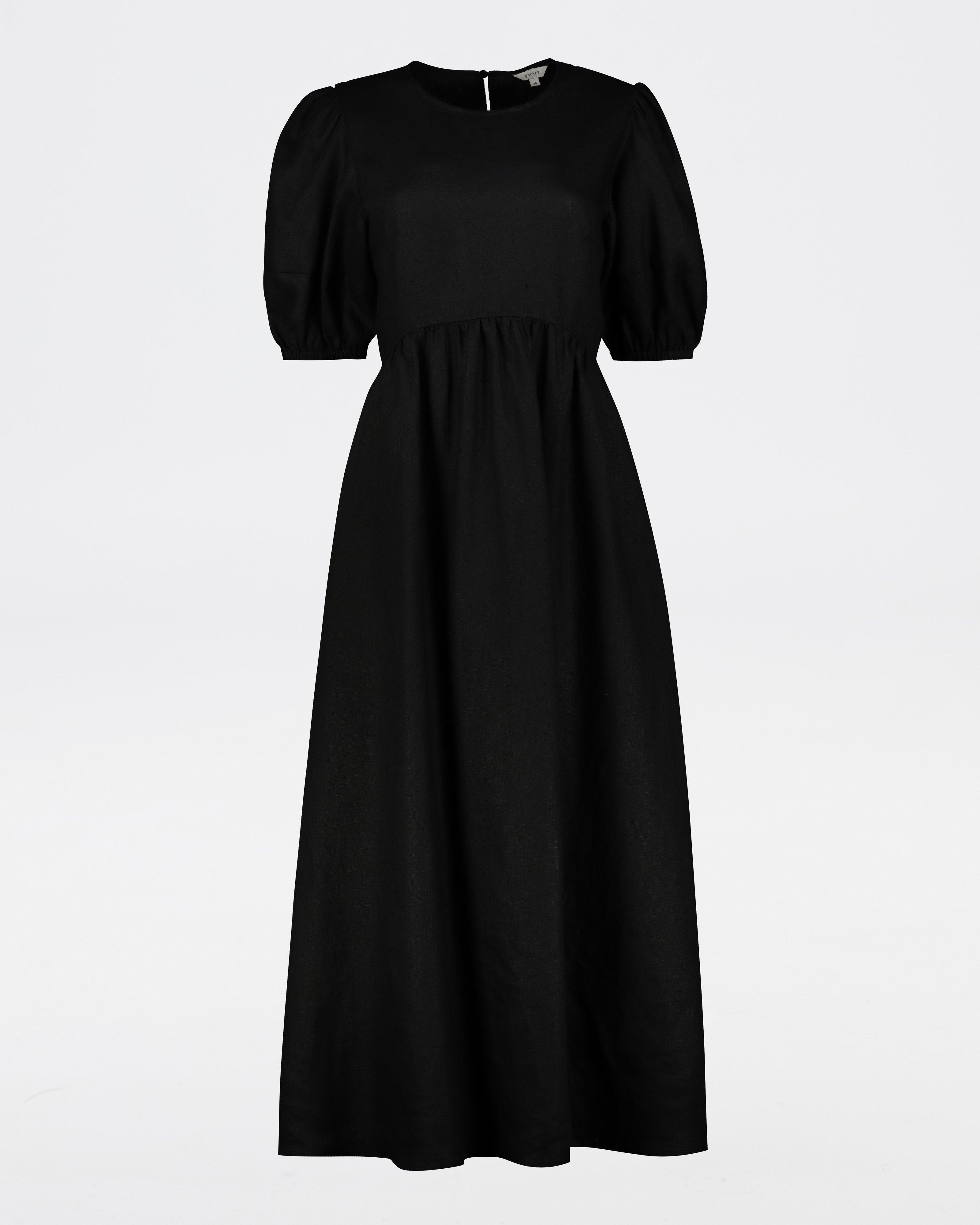 Jolene Linen Dress -  Black