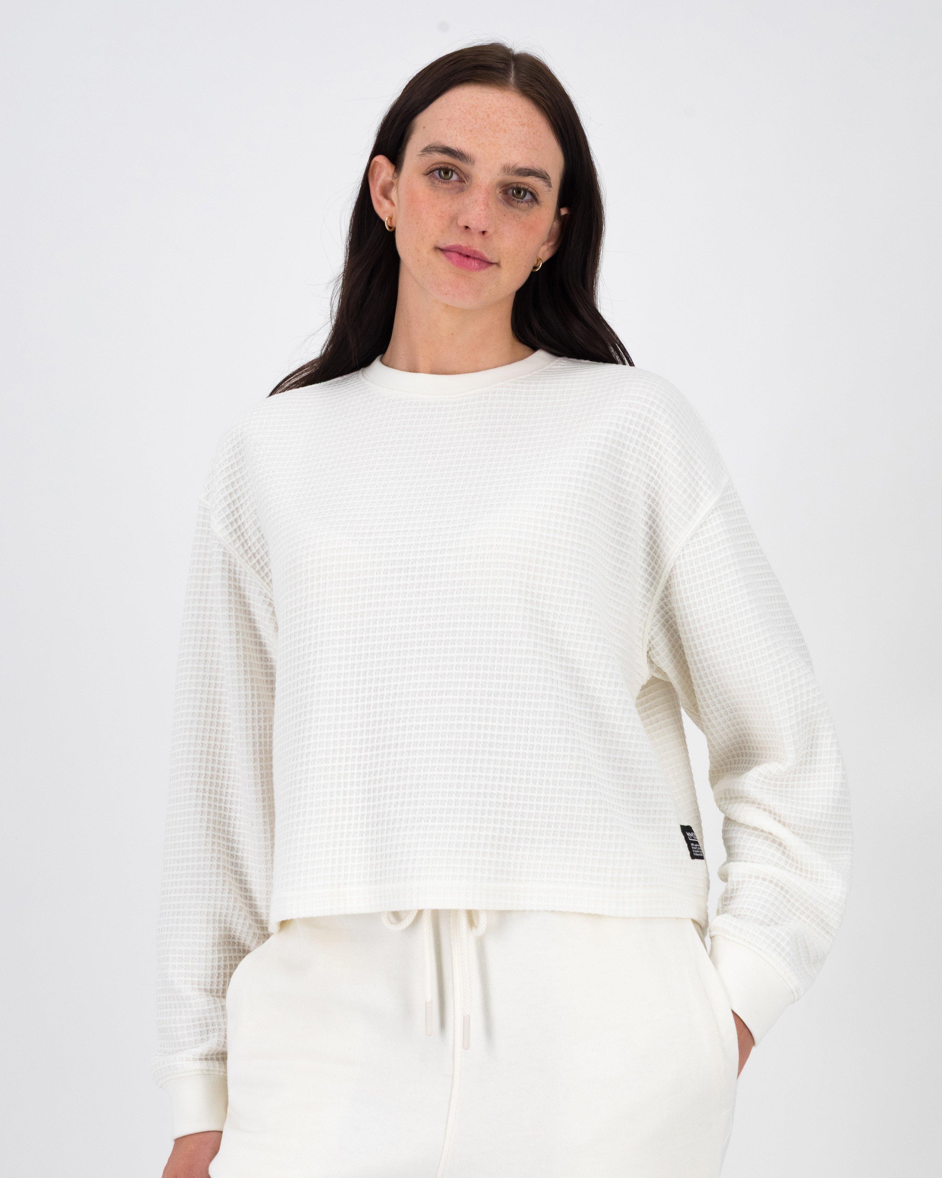 K-Way MMXXI Women's Violet Boxy Waffle T-Shirt -  Oatmeal