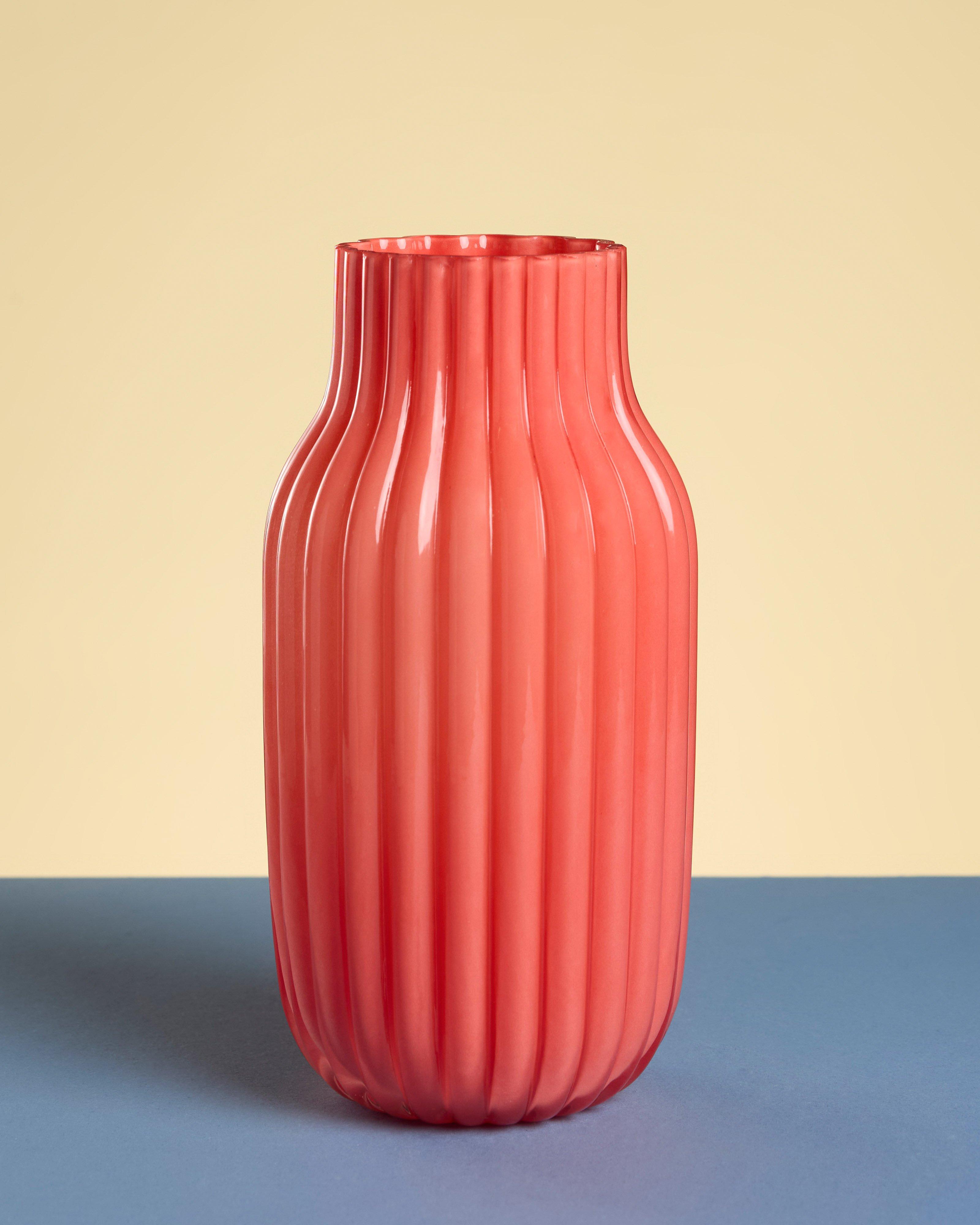 Freddy Tall Fluted Vase -  Pink