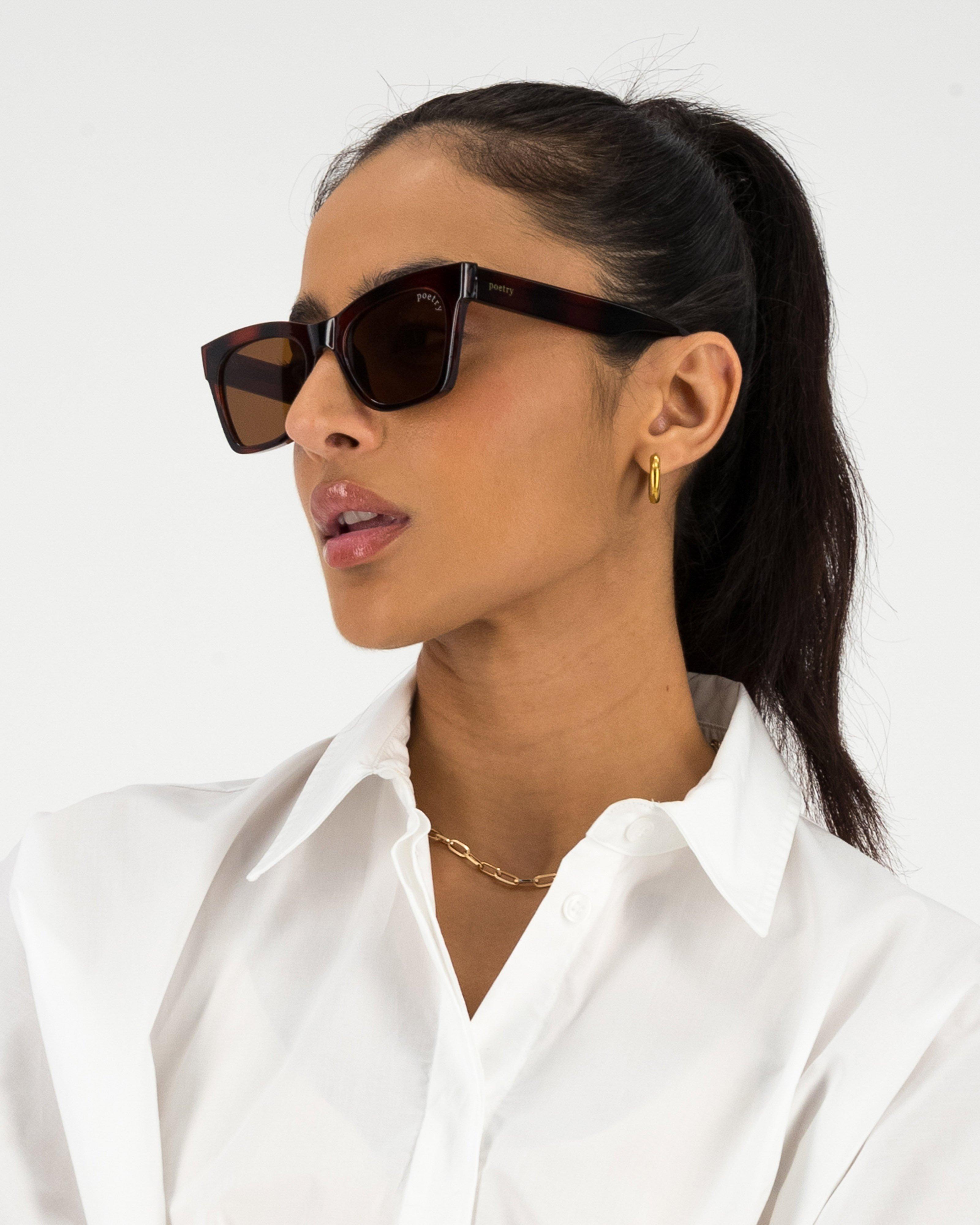 Square Tortoiseshell Sunglasses -  Brown