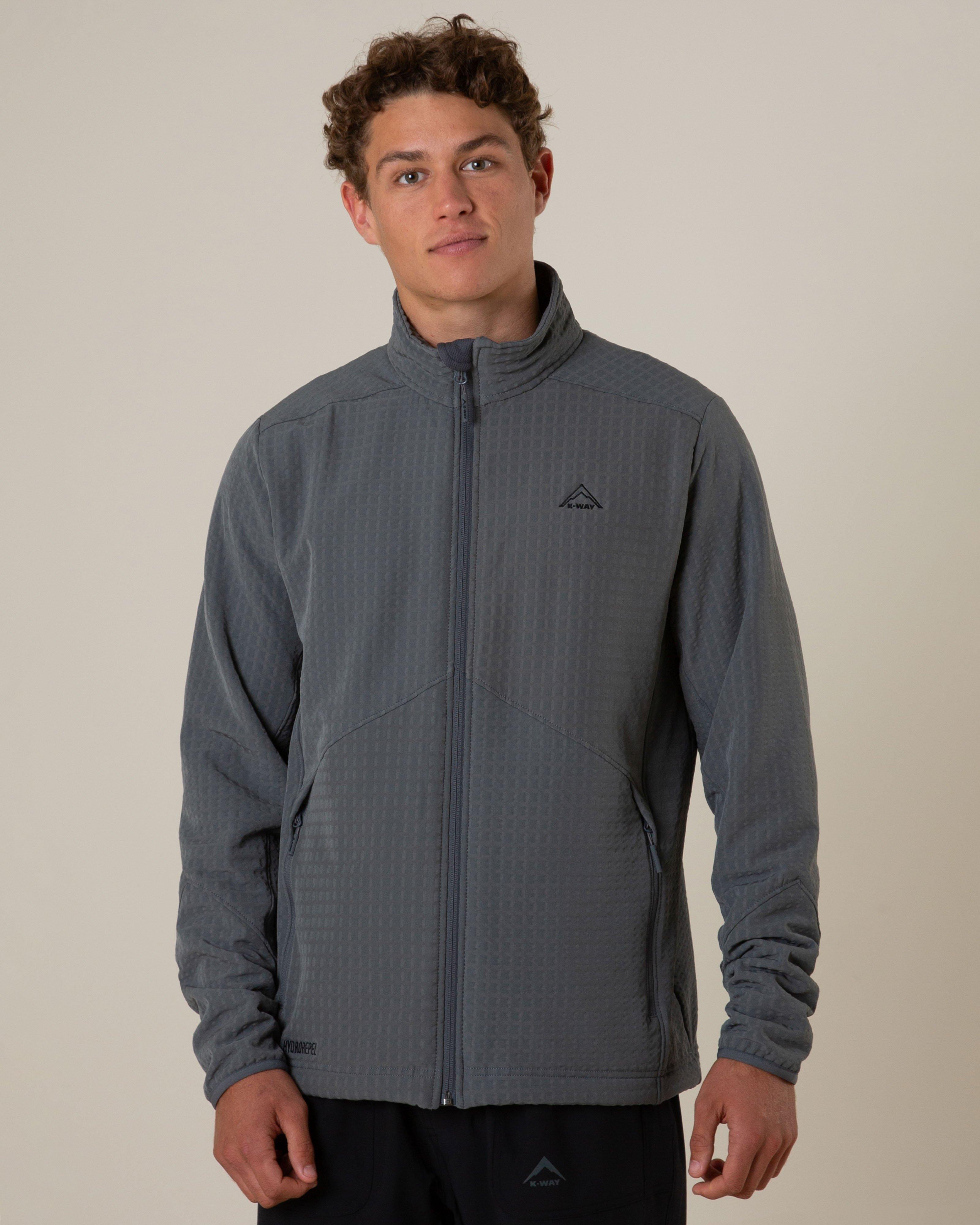 K-Way Men’s Grid Full-Zip Fleece Top -  Charcoal