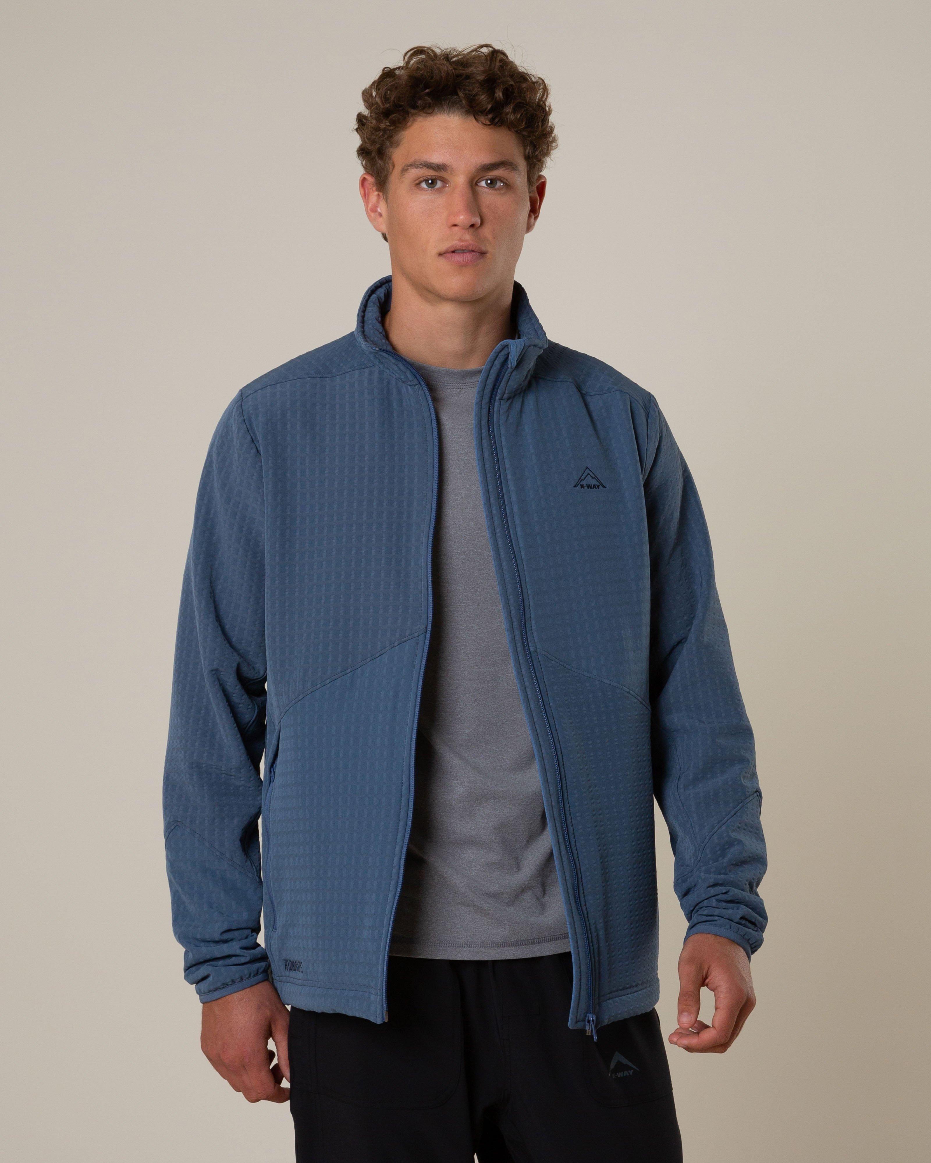 K-Way Men’s Grid Full-Zip Fleece Top -  Mid Blue