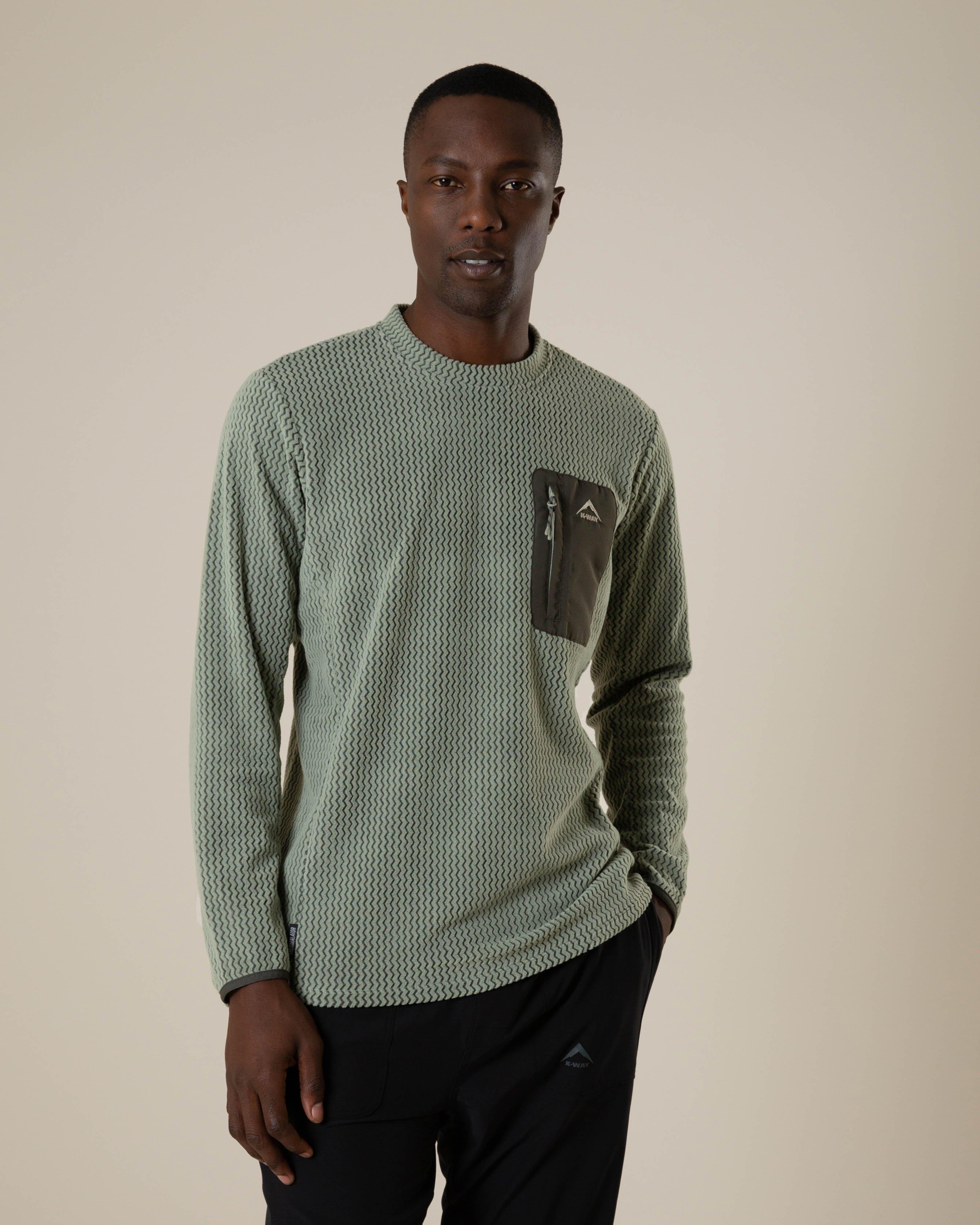 K-Way Men’s Peak Crew Fleece Top -  Light Green