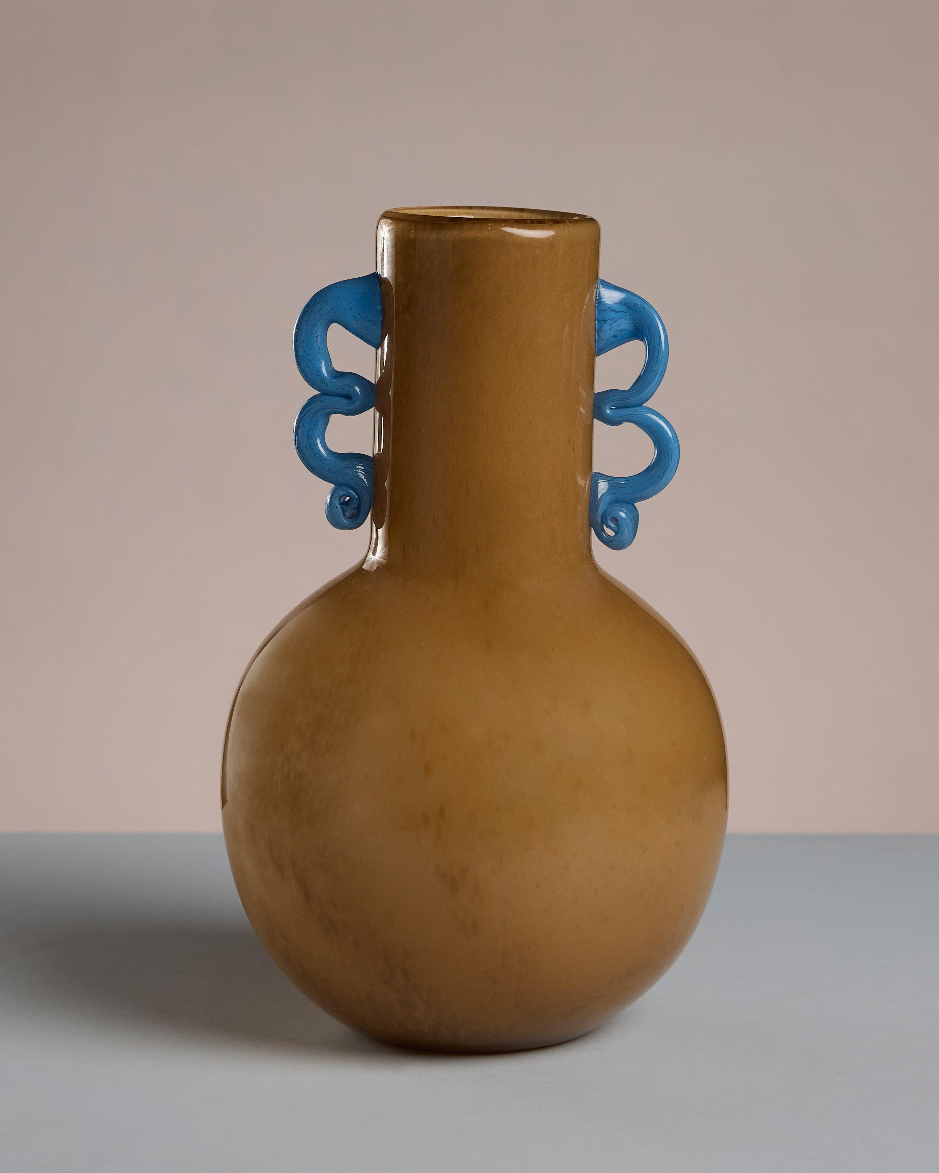 Charlie Contrast Double Handle Vase -  Orange