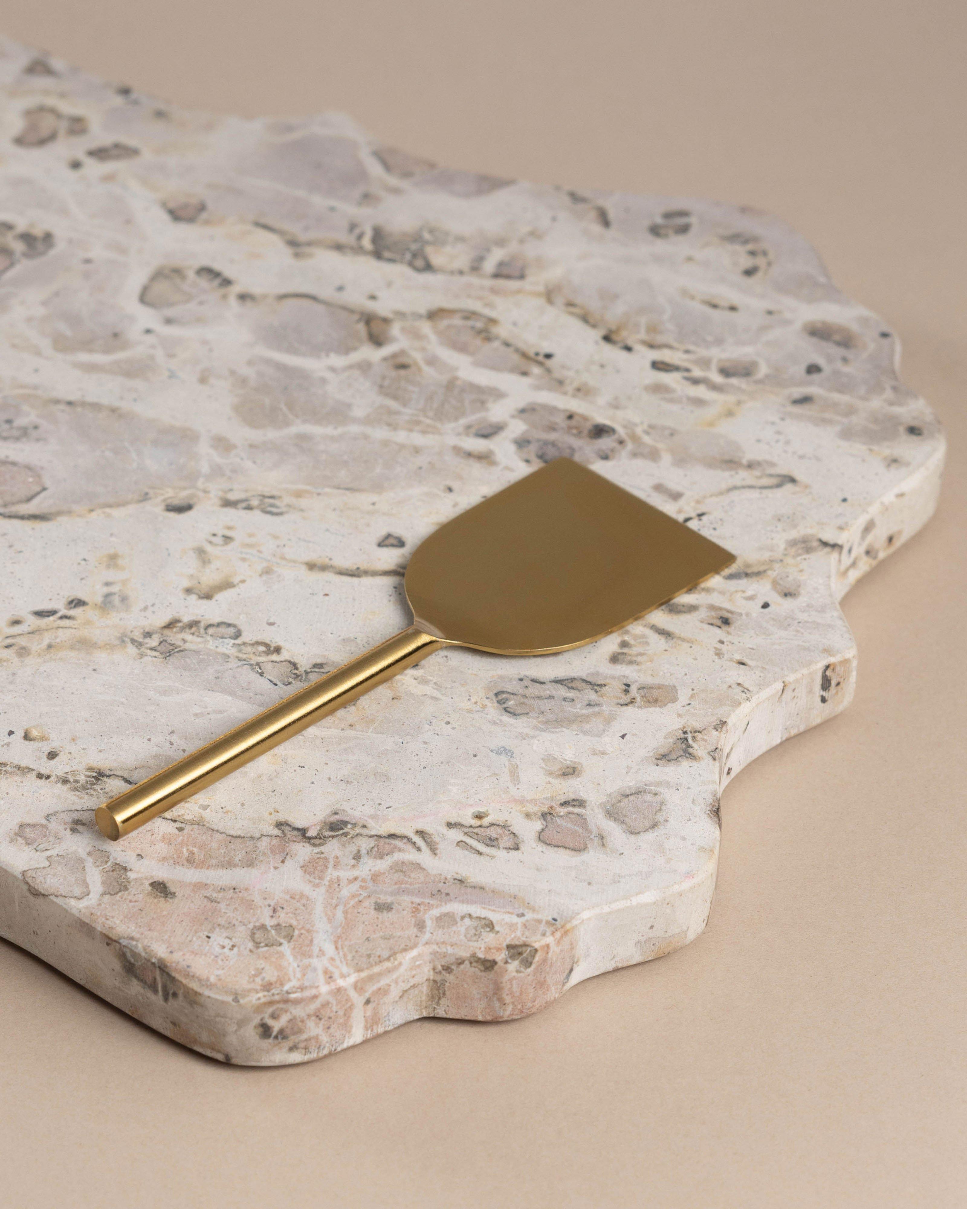 Goldie Marble Board Cheese Knife Gift Set -  Taupe
