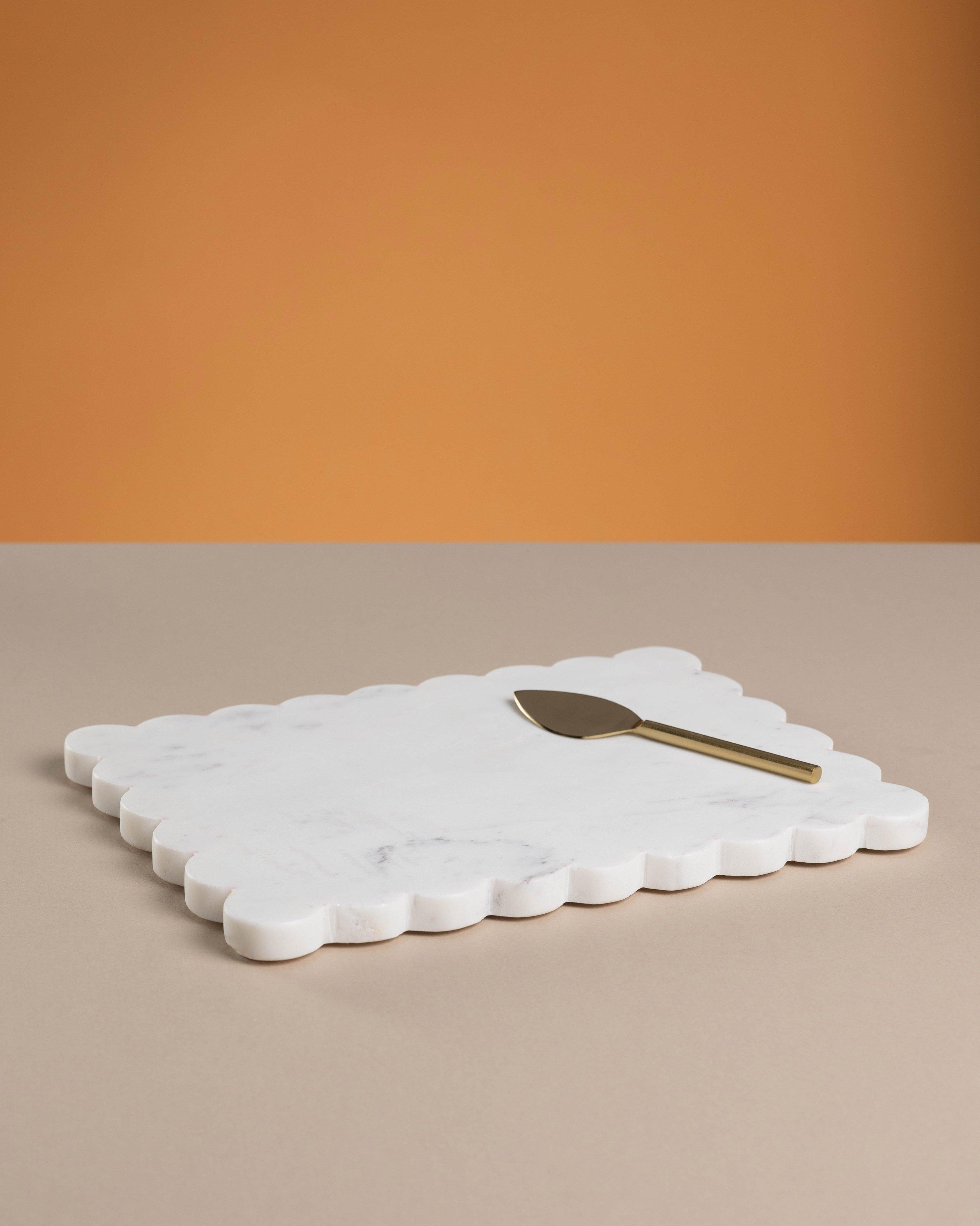 Nola Marble Board Cheese Knife Gift set -  White