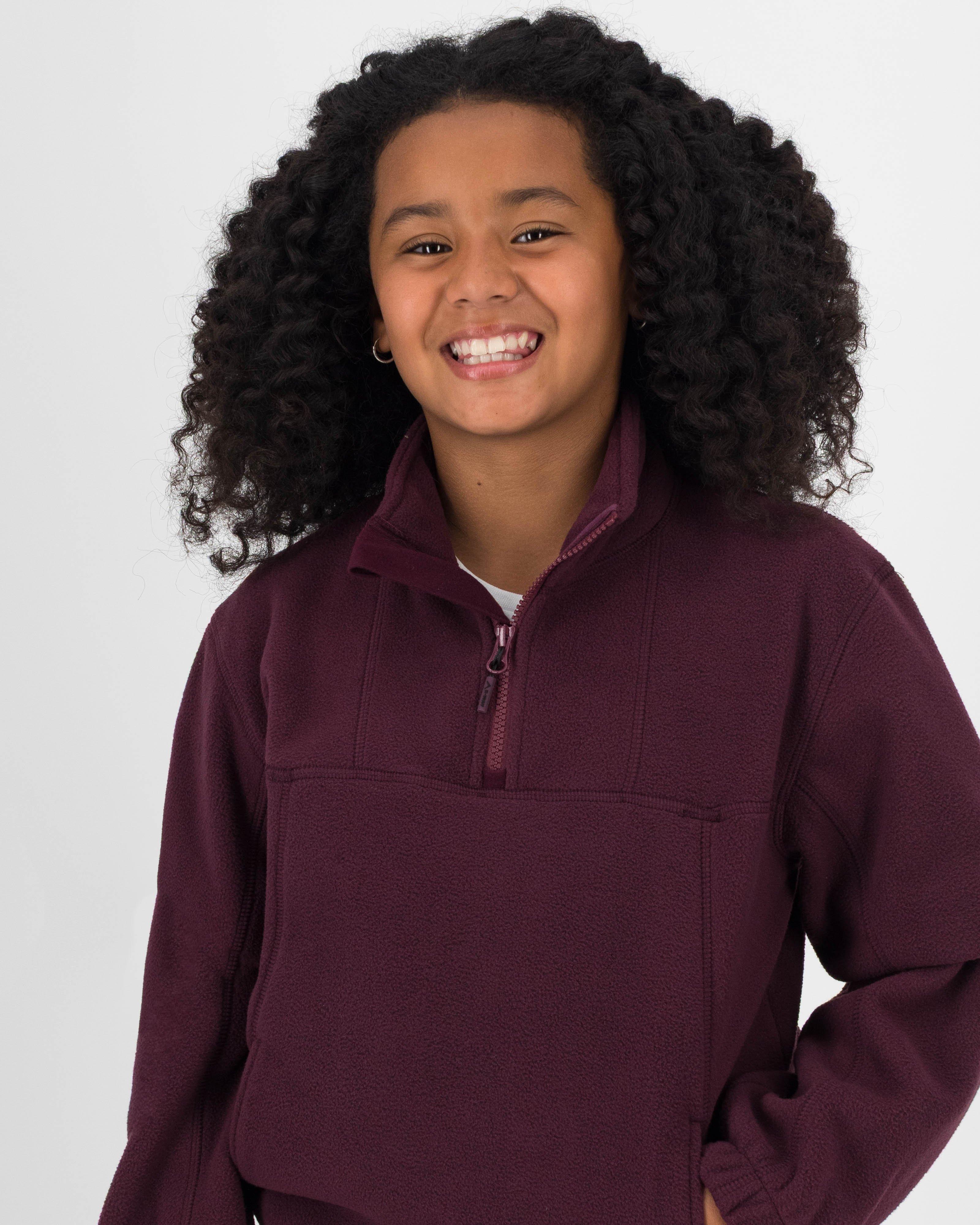 K-Way Youth Riley 1/4 Zip Polar Fleece Track Top -  Berry