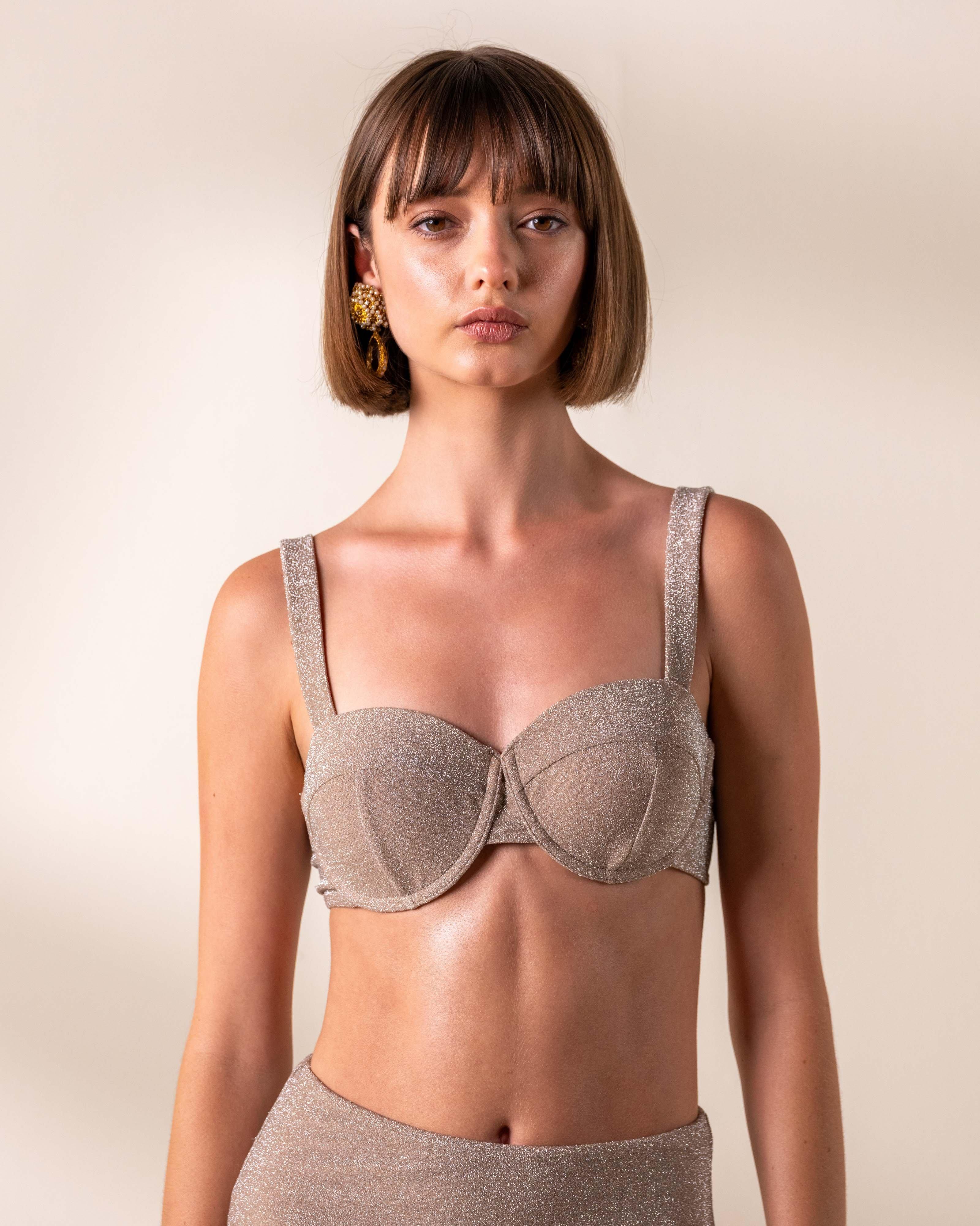 KLûK CGDT x Poetry Metallic Swim Top -  Champagne