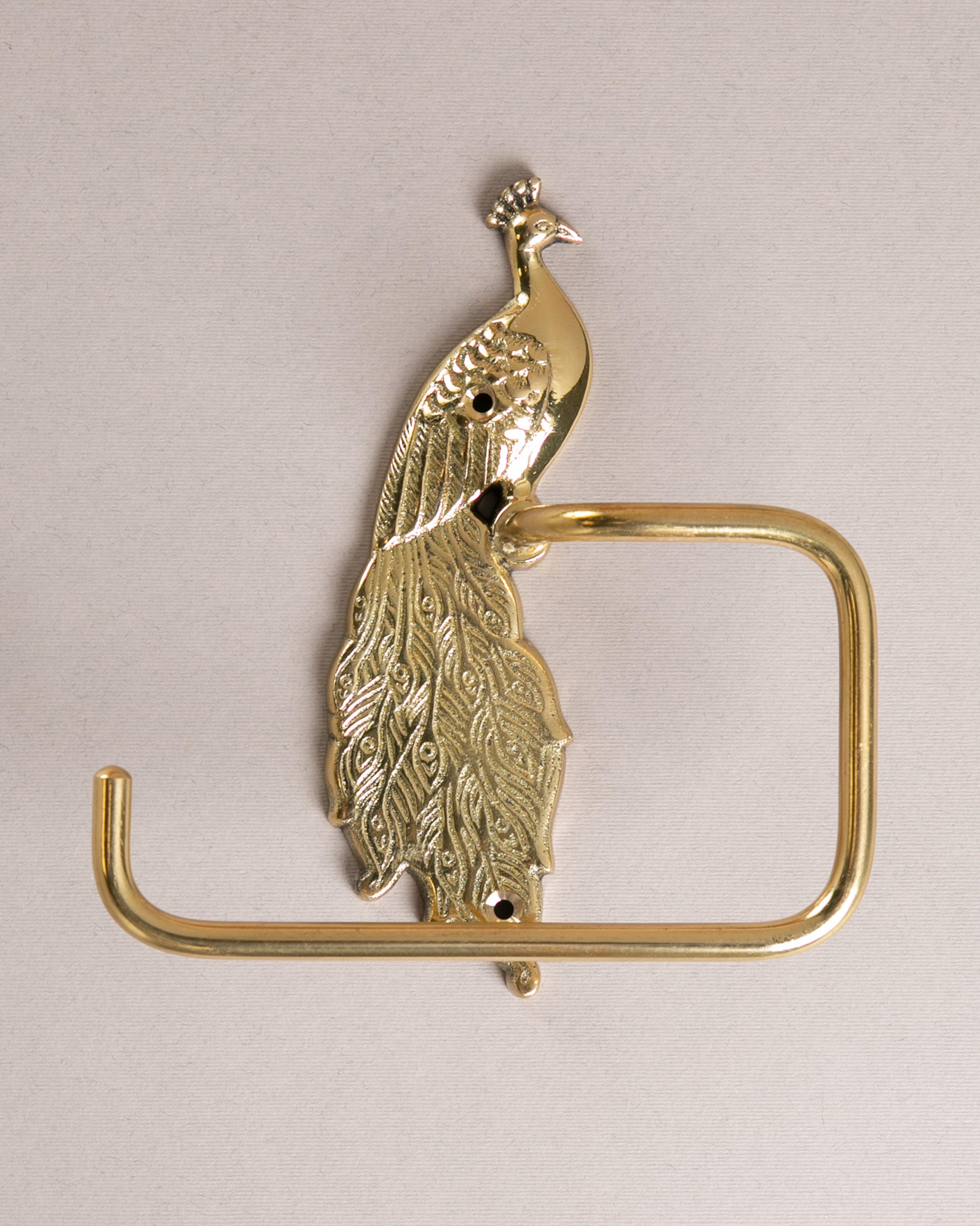 Peacock Brass Toilet Roll Holder -  Gold