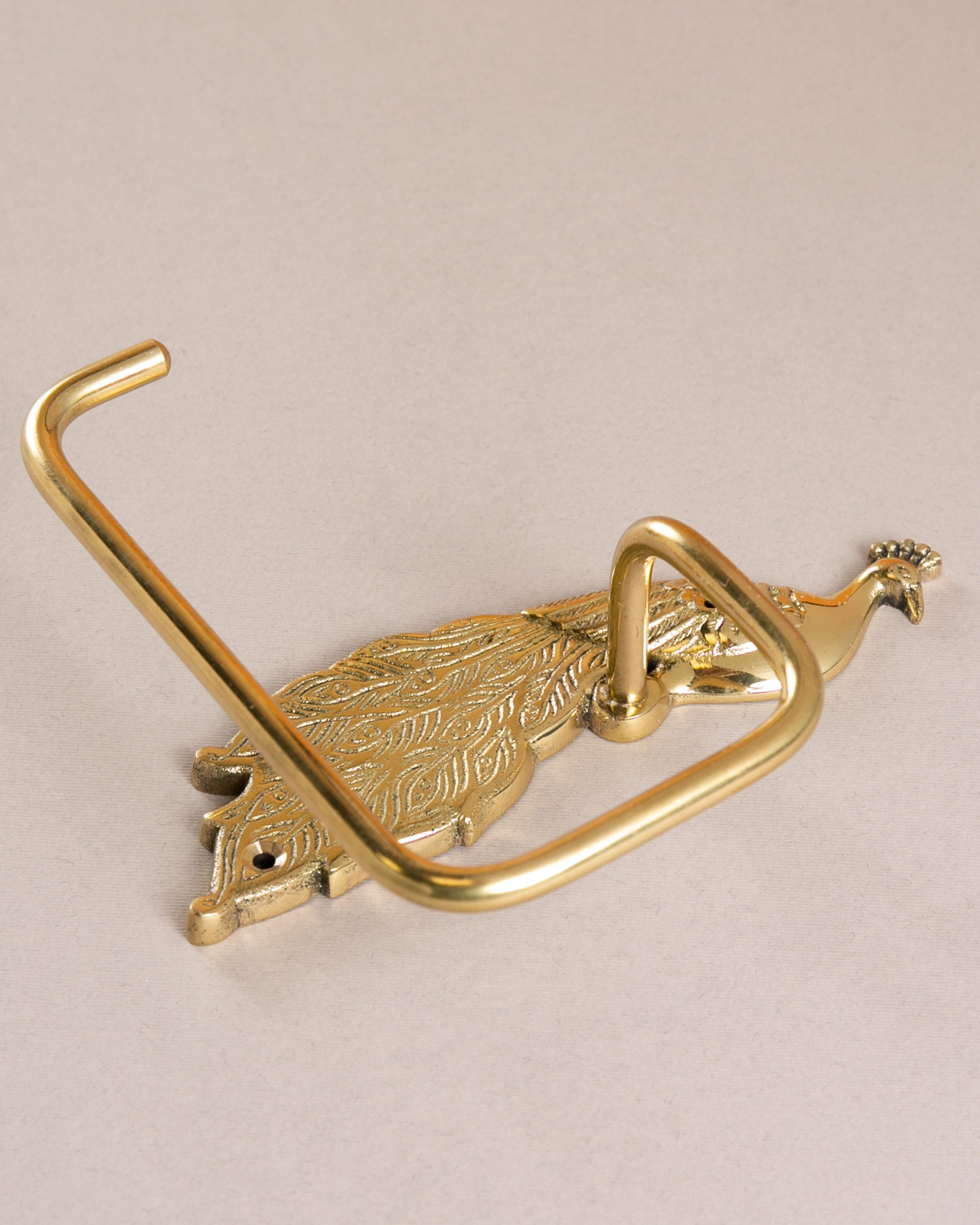 Peacock Brass Toilet Roll Holder -  Gold