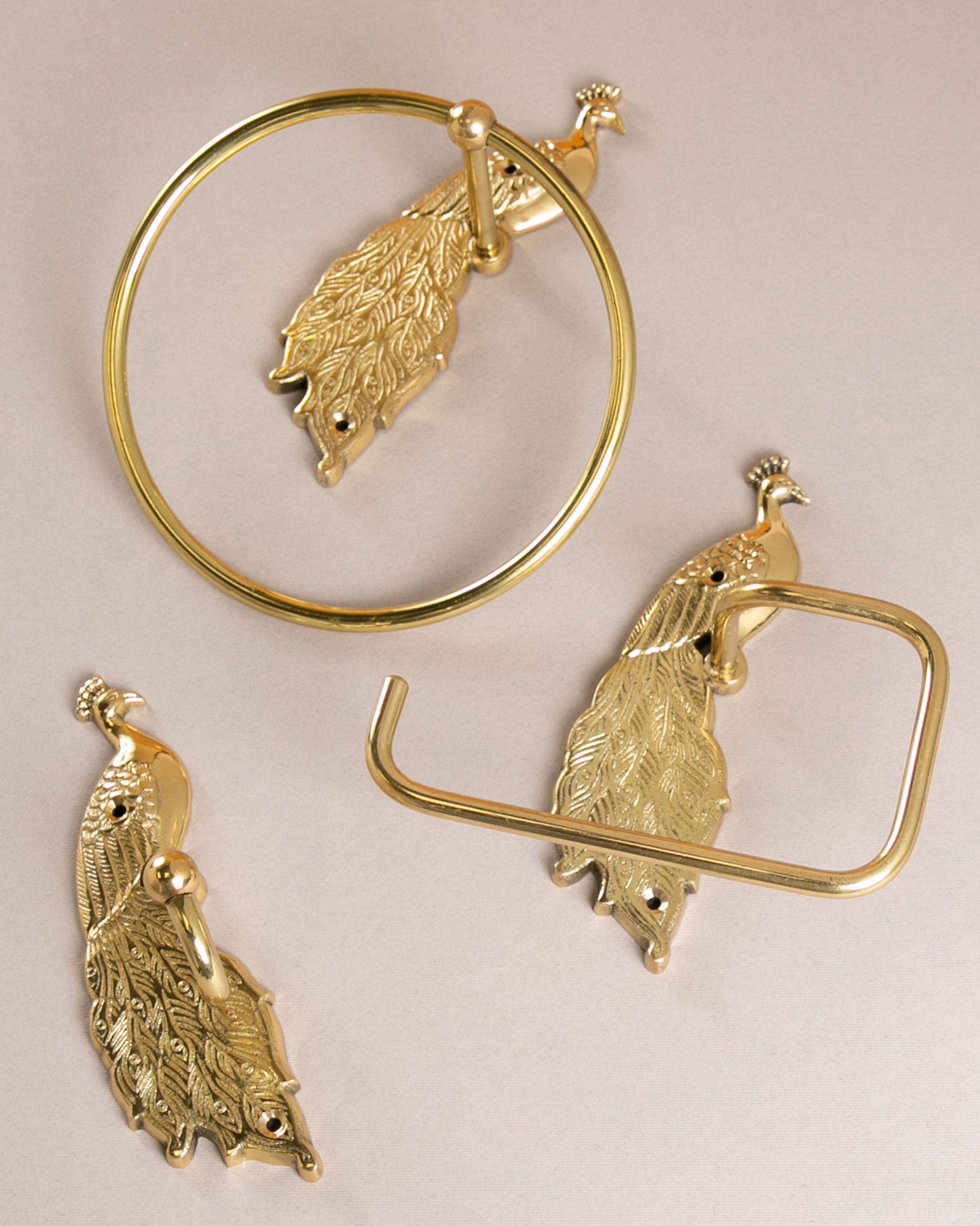 Peacock Brass Toilet Roll Holder -  Gold