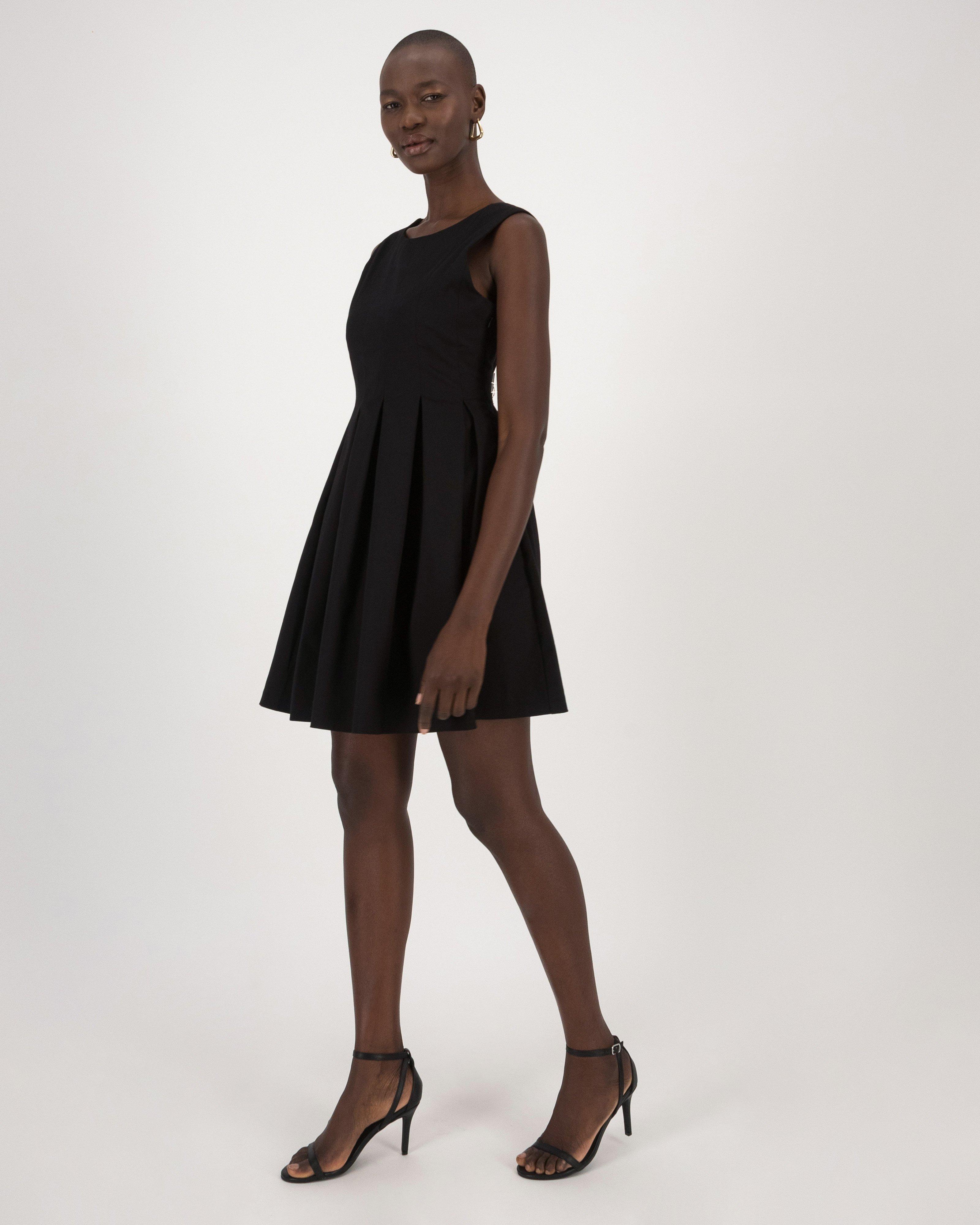 Blu Short Pleated Dress -  Black