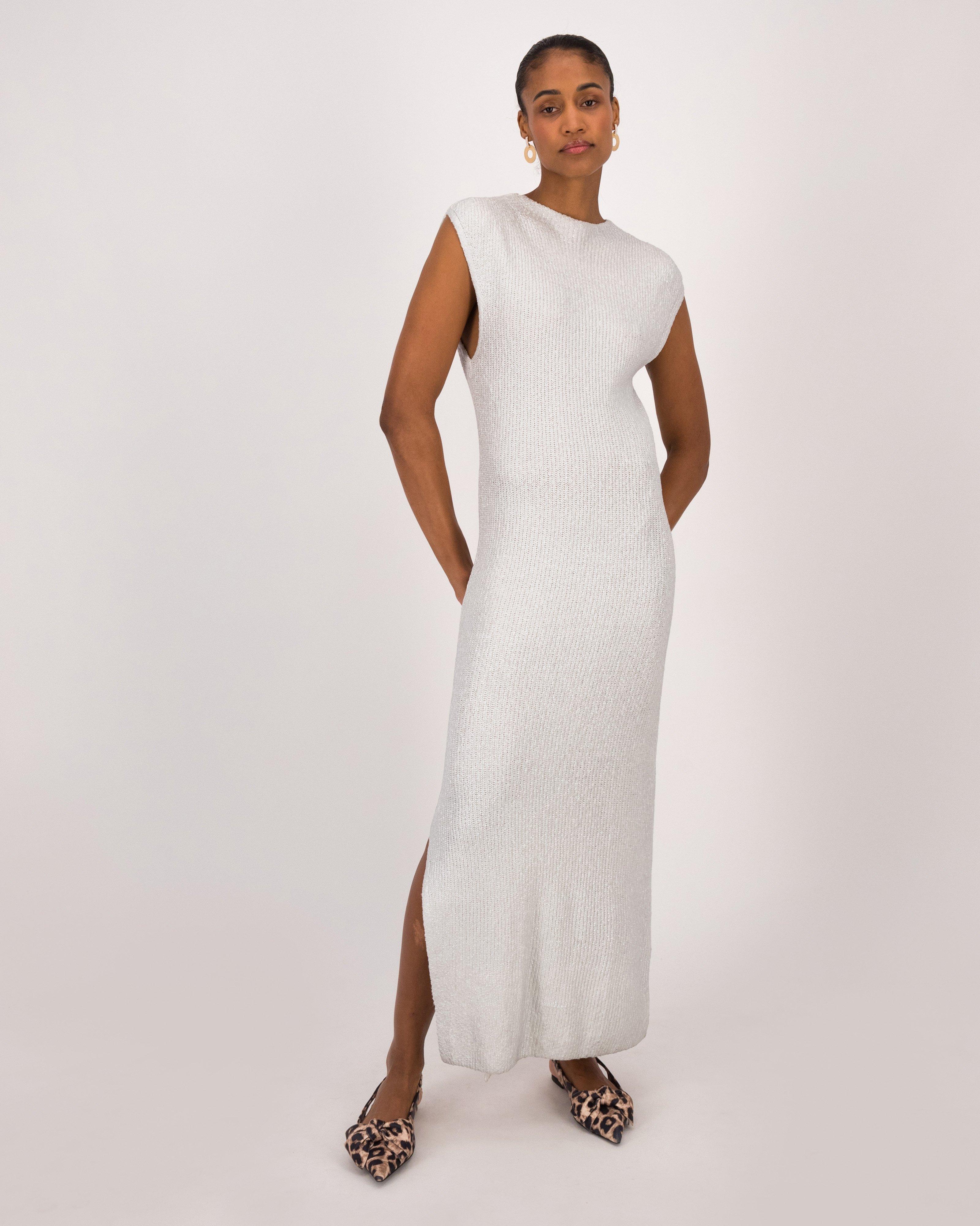 Dionne Metallic Knitwear Dress -  Silver