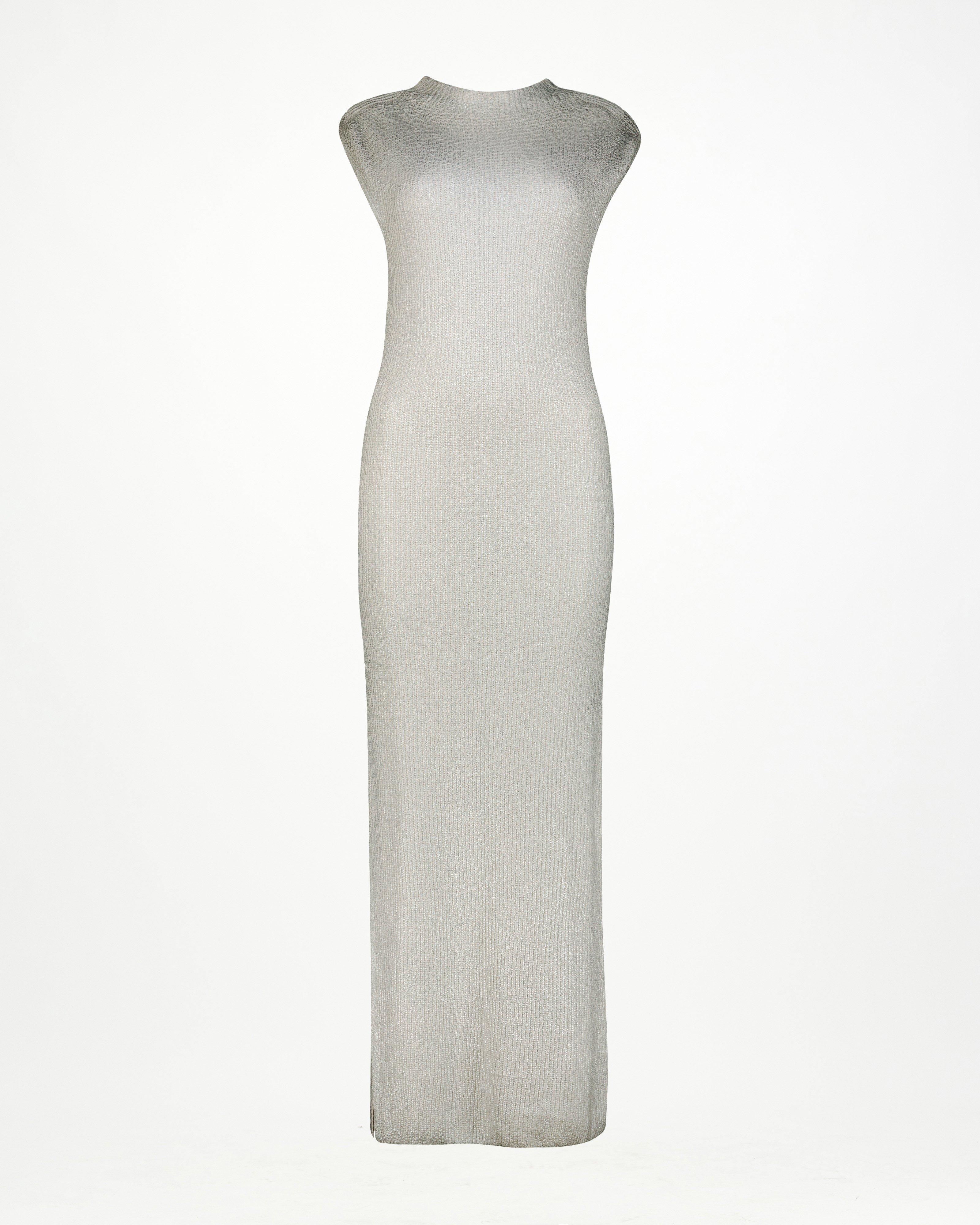 Dionne Metallic Knitwear Dress -  Silver