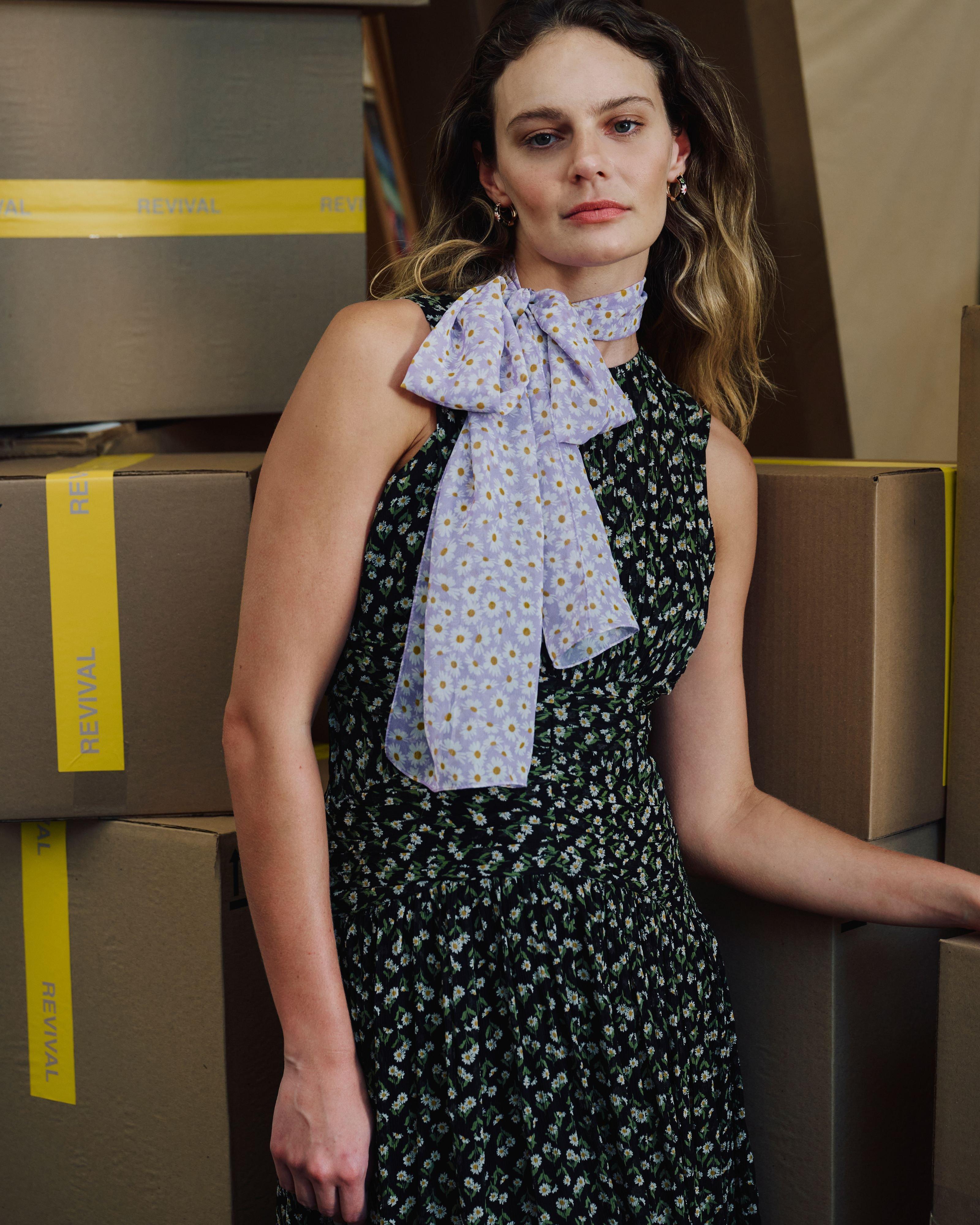 Hannah Ditsy Floral Skinny Scarf -  Assorted