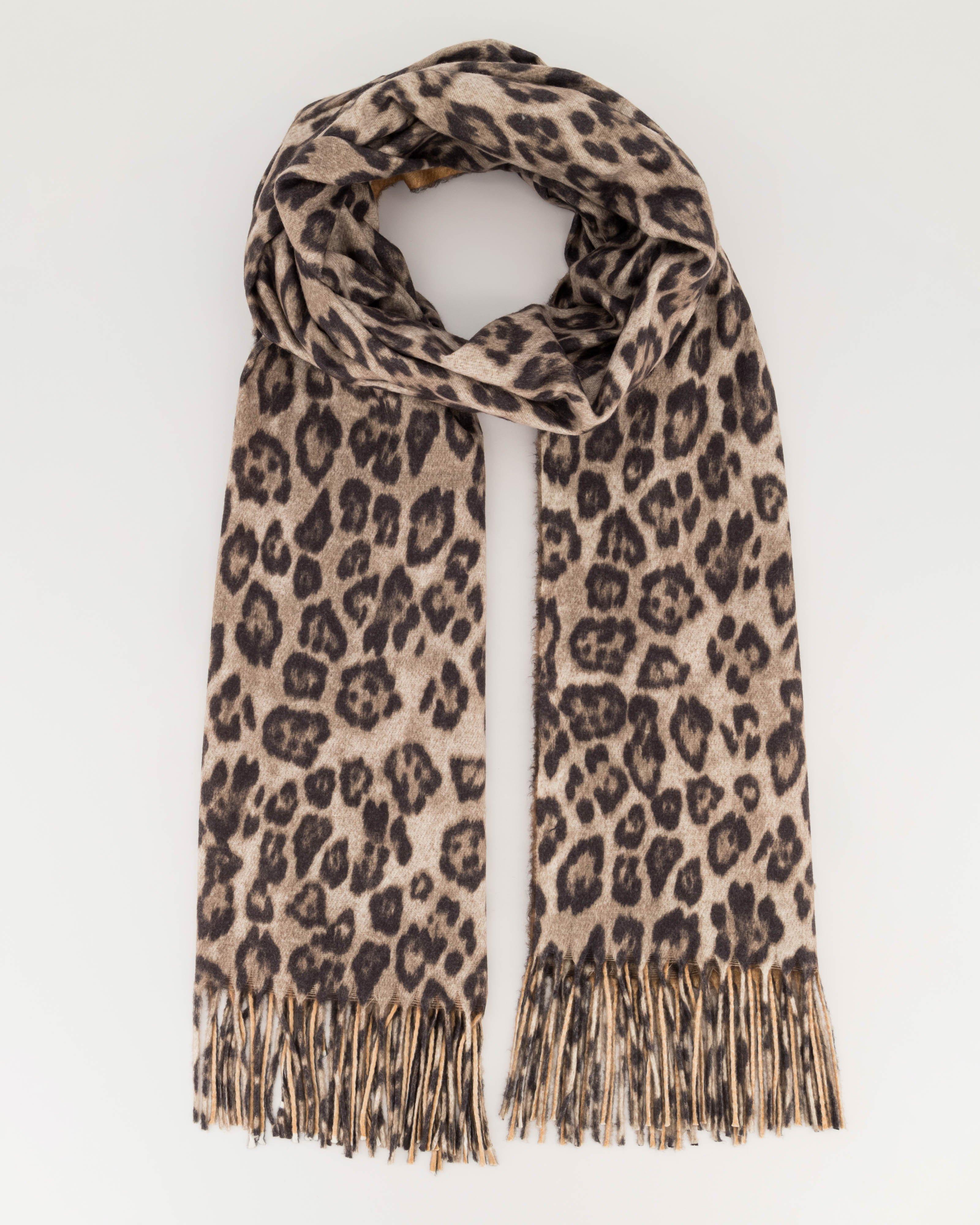 Issy Animal Print Scarf -  Brown