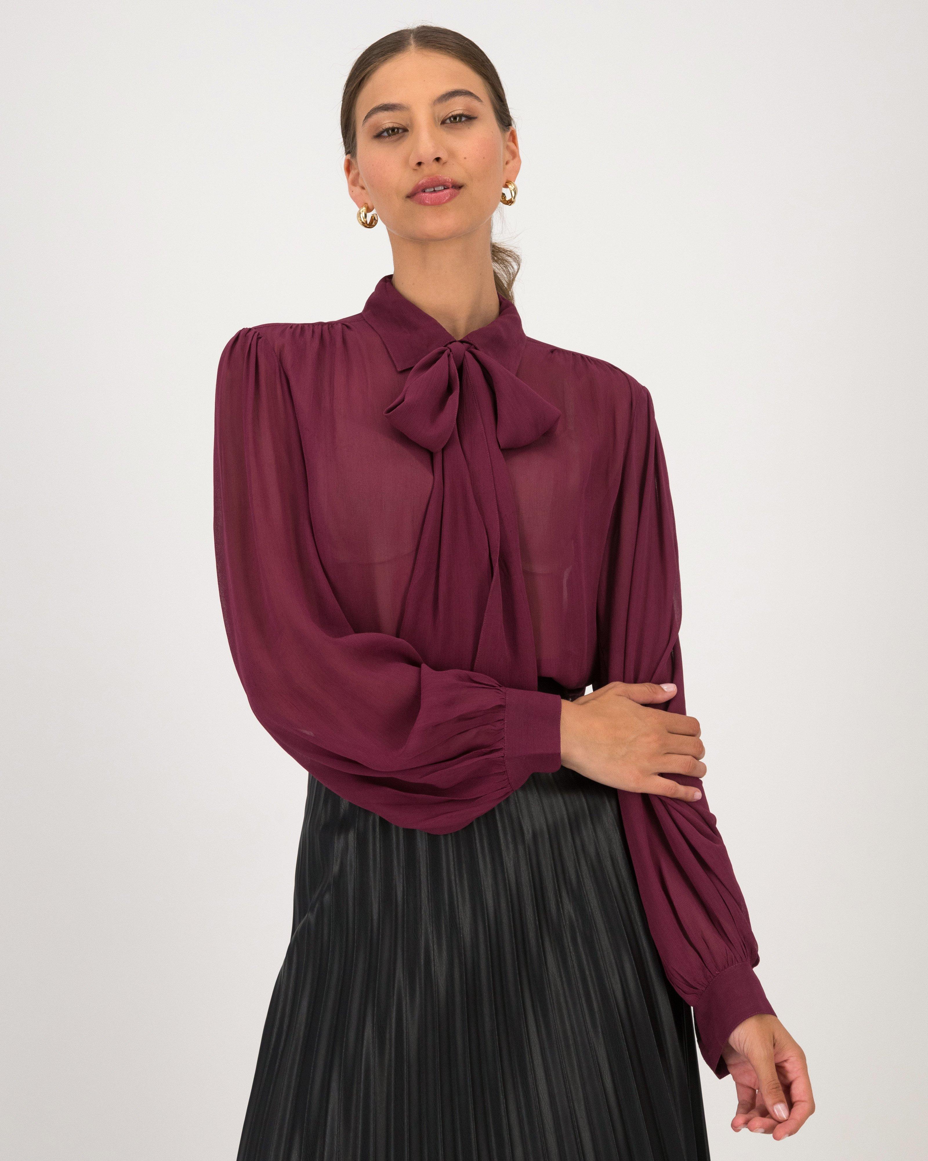 Daphney Sheer Blouse -  Purple