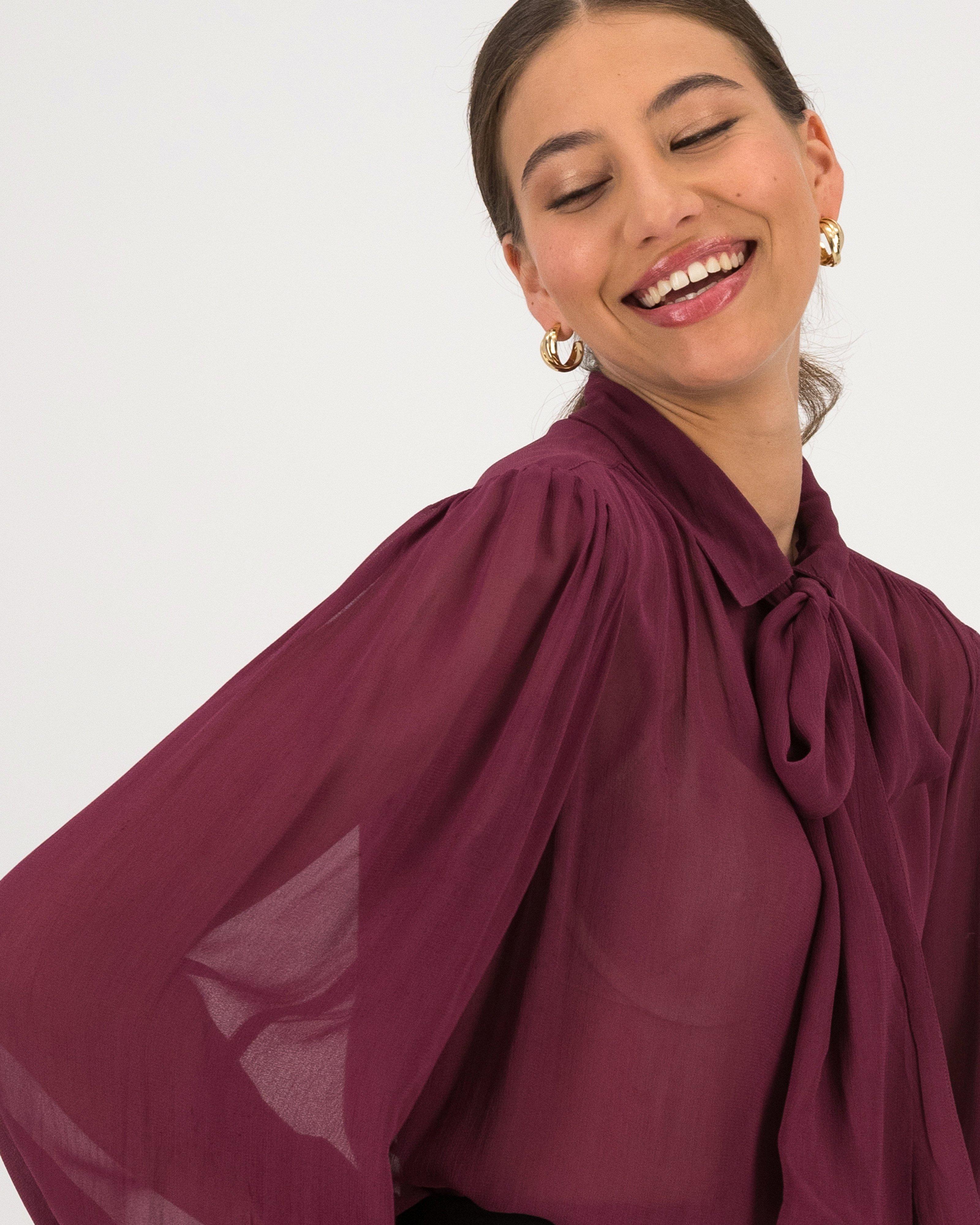 Daphney Sheer Blouse -  Purple