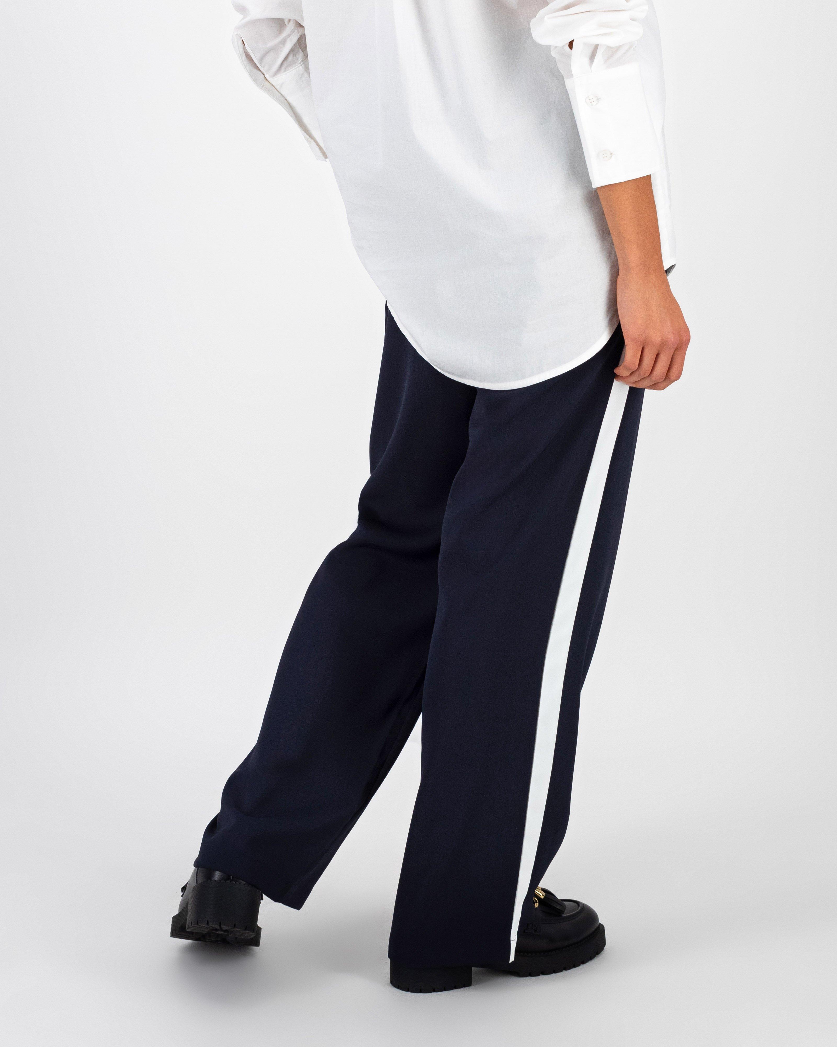 Campbell Striped Wide Leg Pant -  Navy