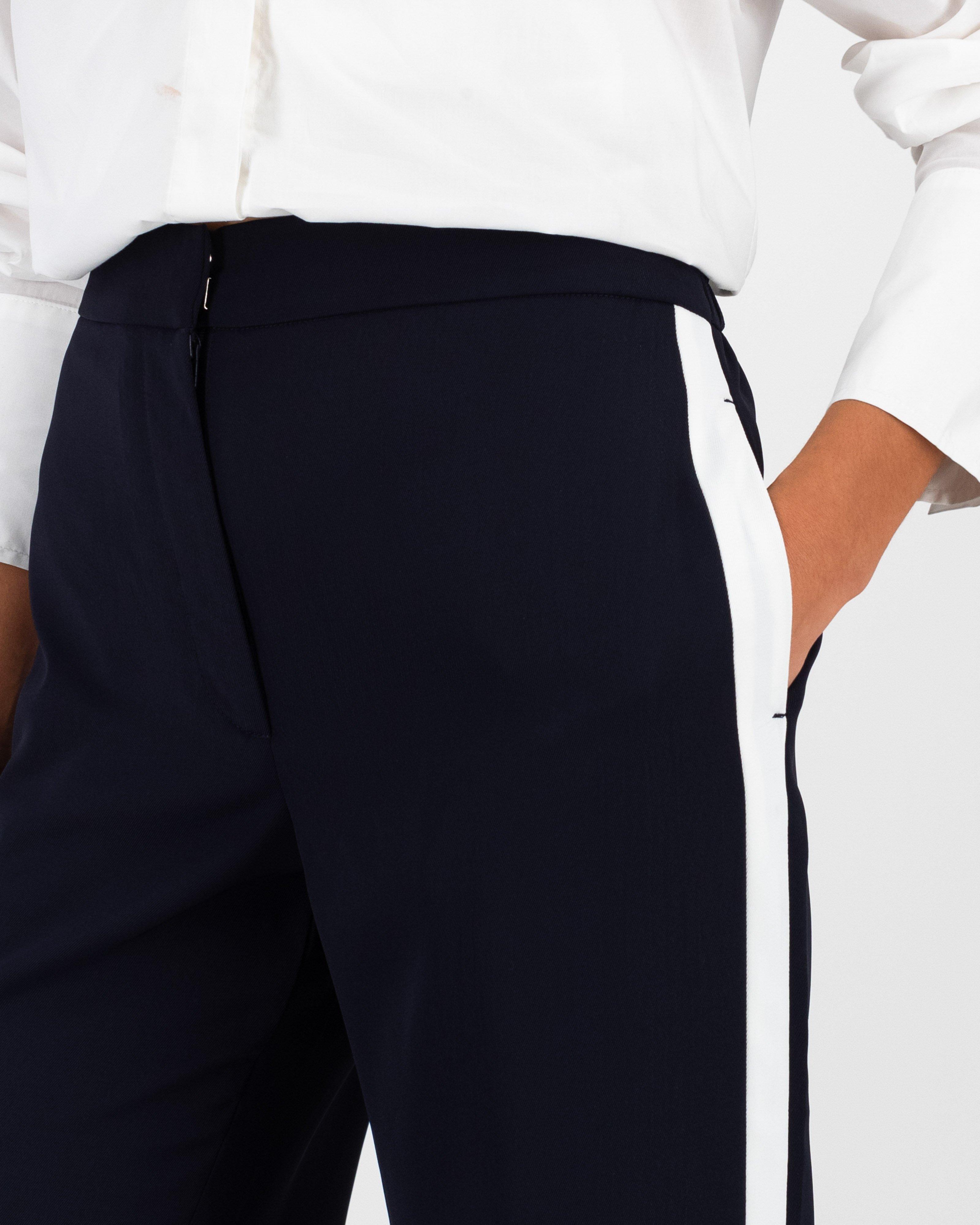 Campbell Striped Wide Leg Pant -  Navy