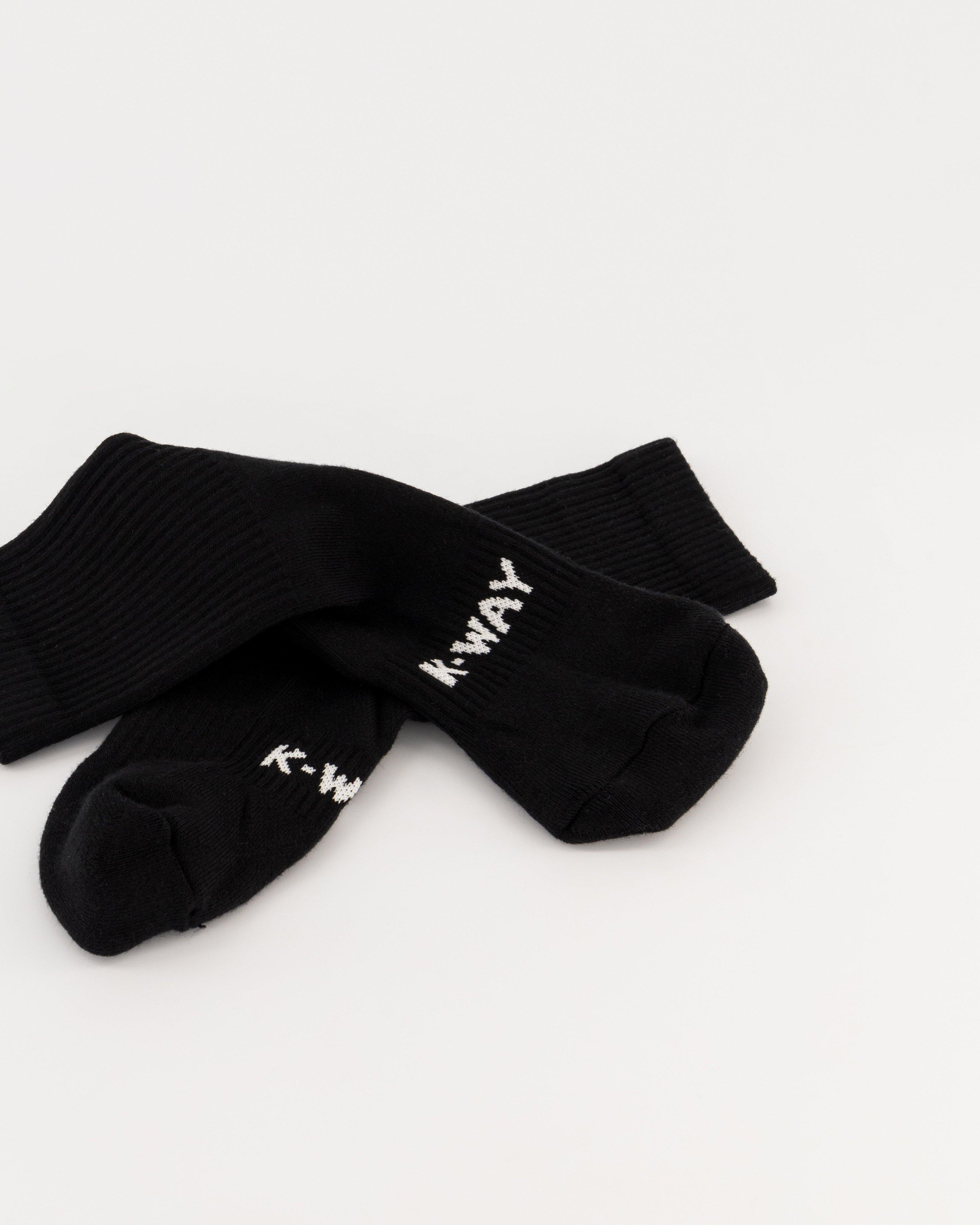  K-Way Kids Branded Socks - 2 Pack -  Black