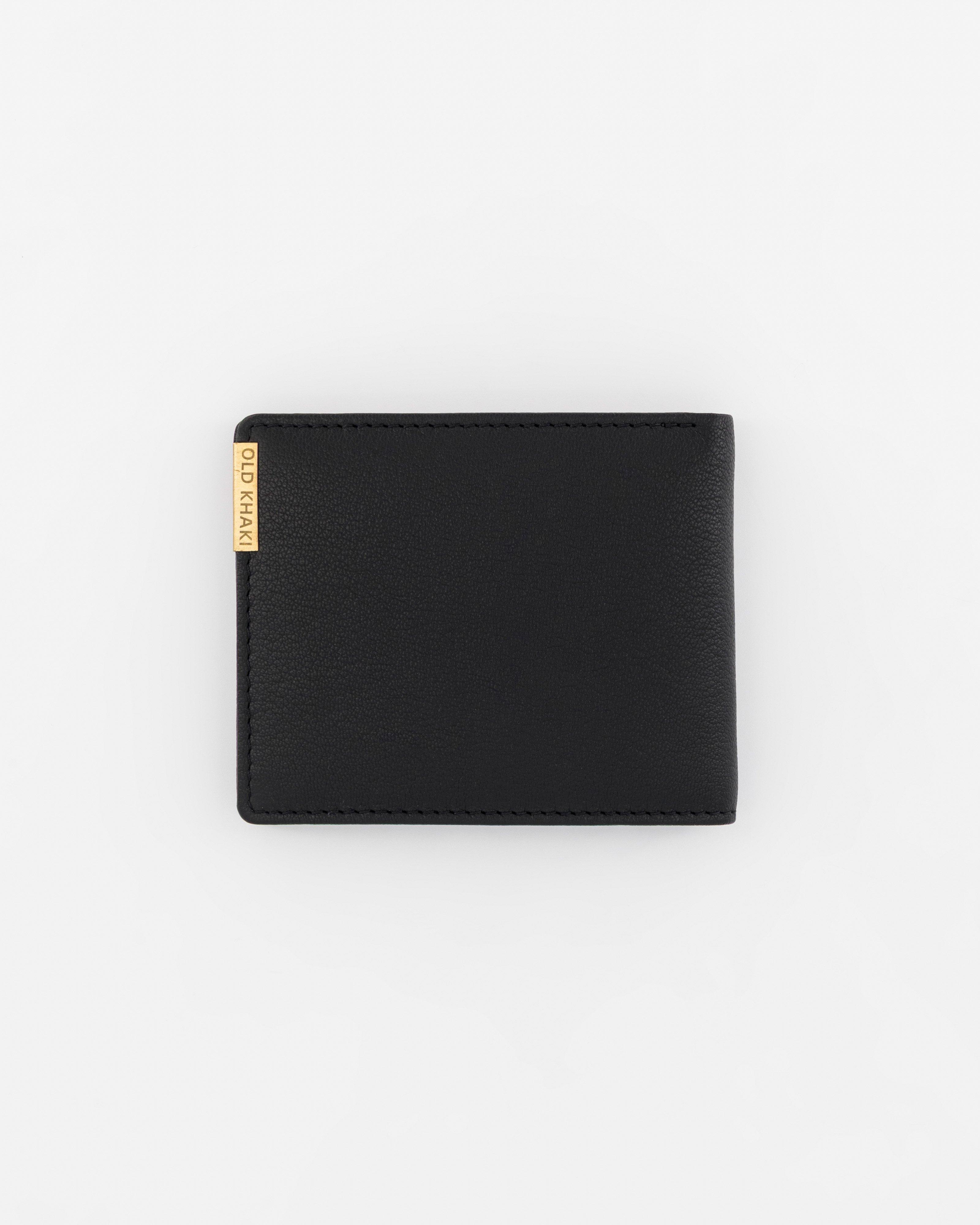 Men's Leather Side Clip Ingot Wallet -  Black