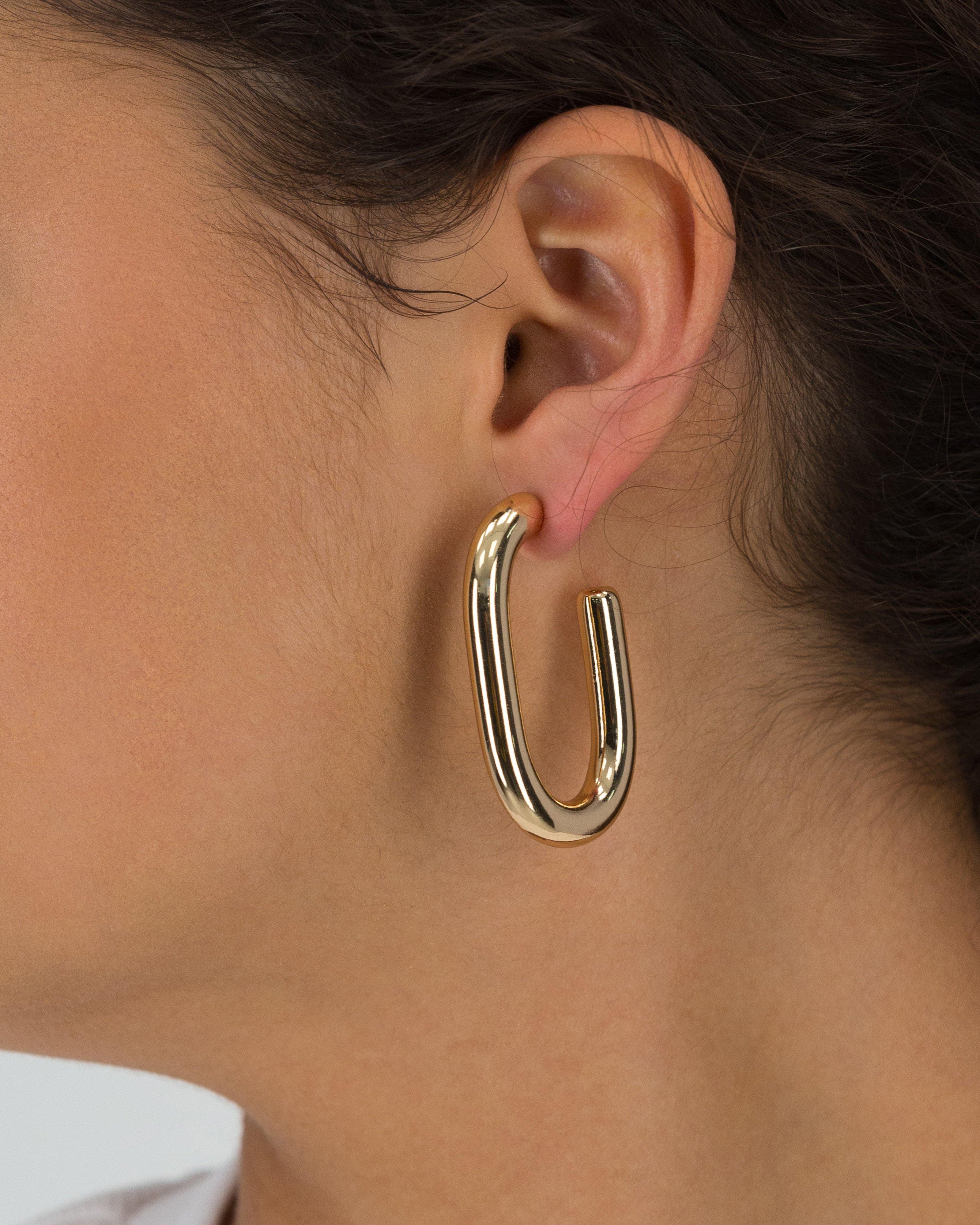 Women’s Elongated Hoop Earrings 2-Pack  -  Gold