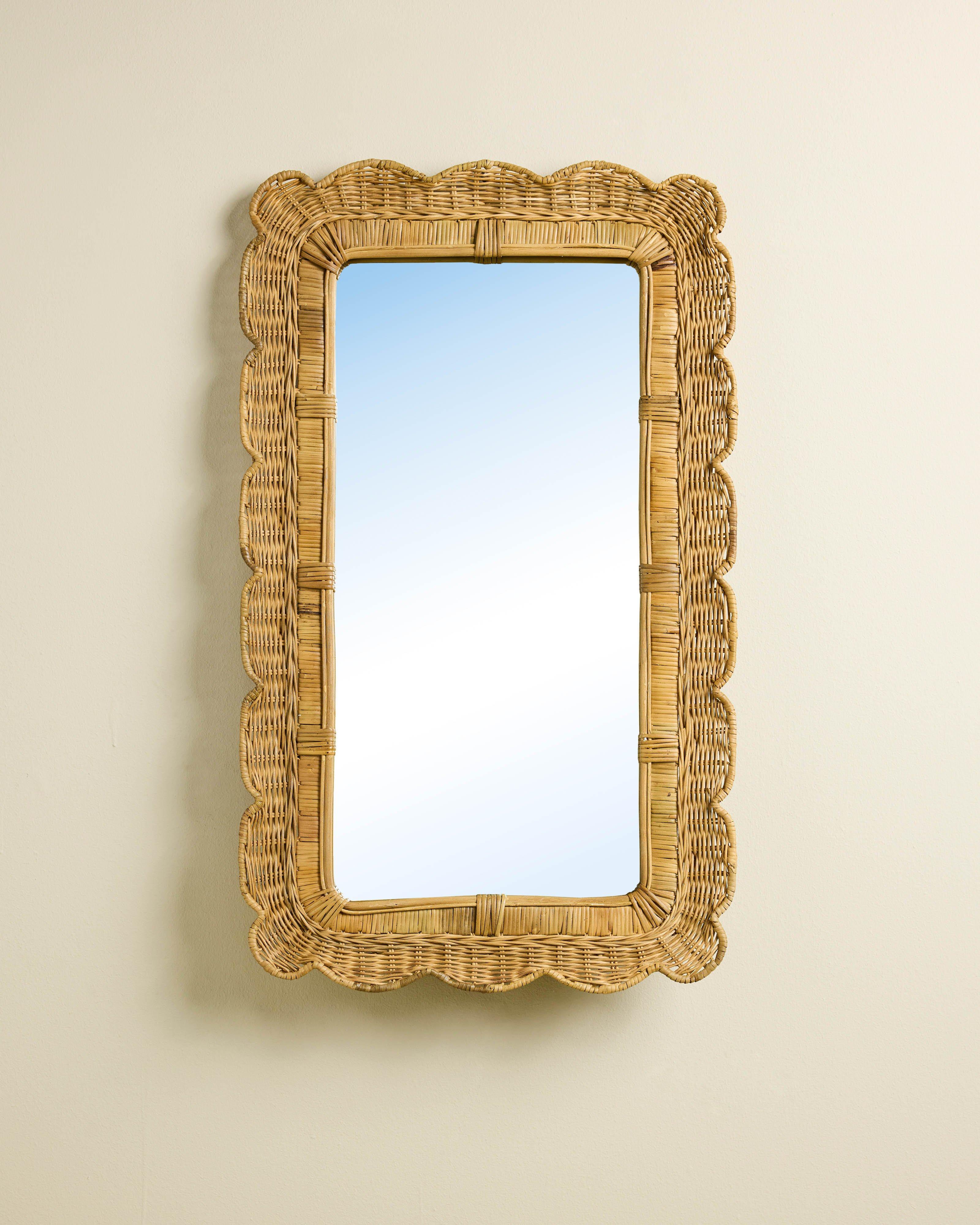 Shelley Scalloped Wall Mounted Mirror -  Brown