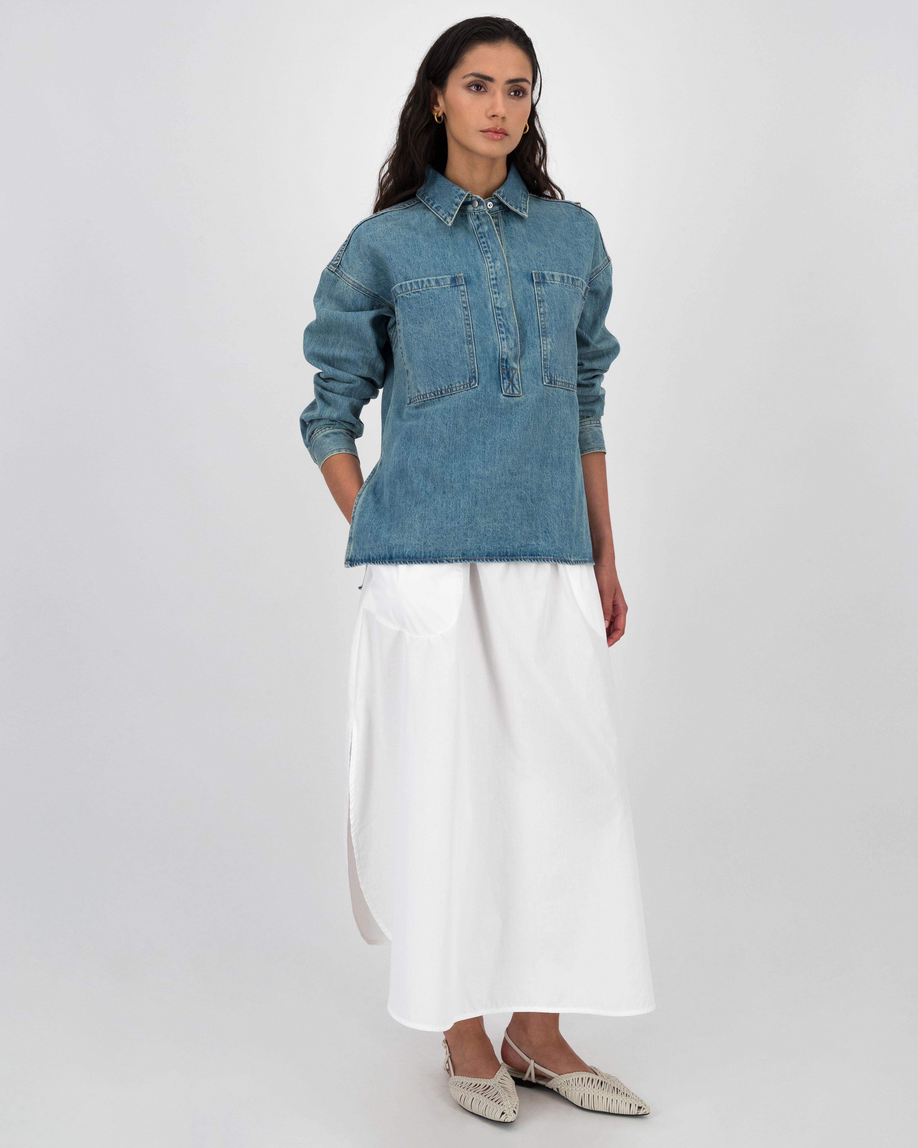 Bruna Denim Tunic Shirt -  Blue