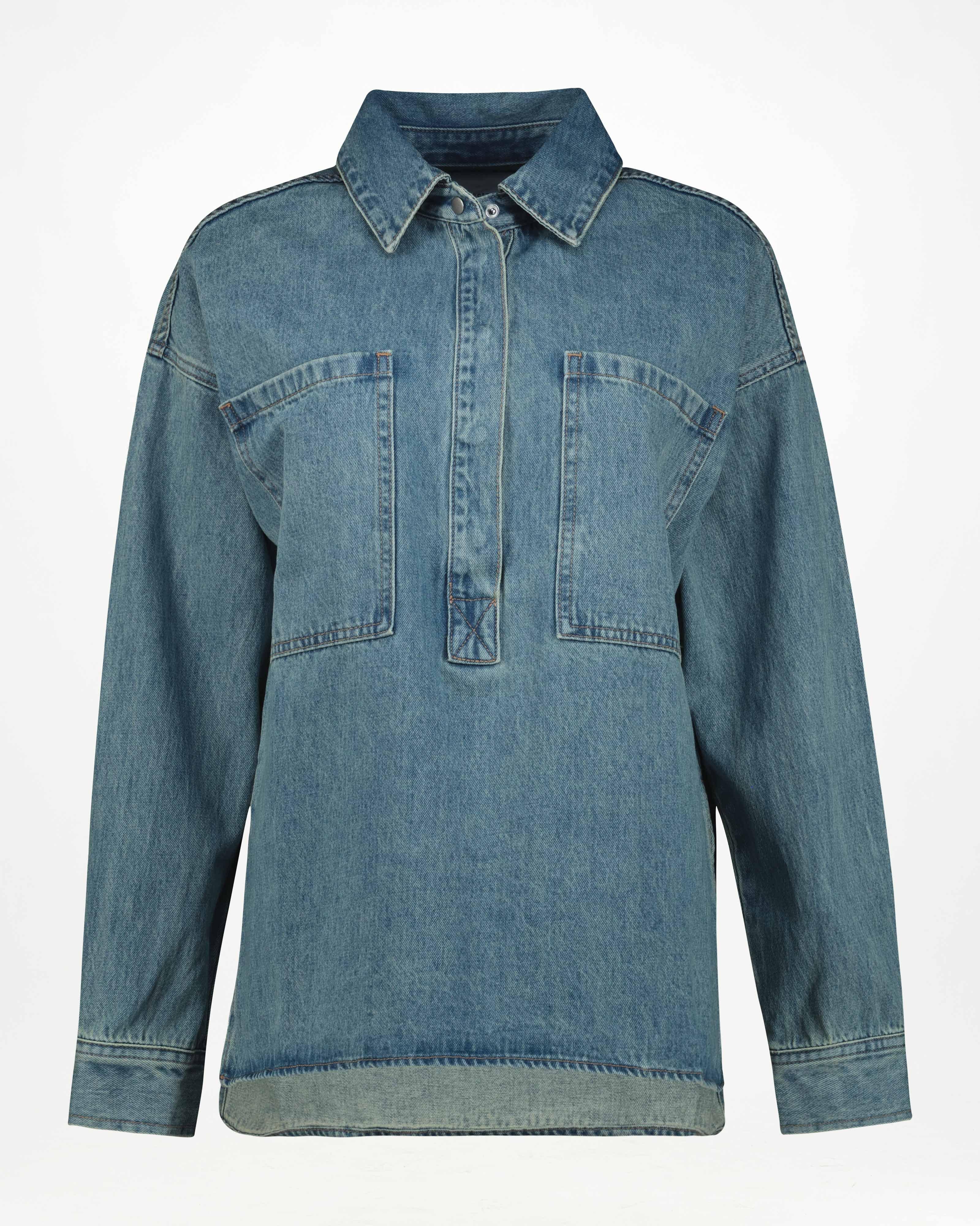 Bruna Denim Tunic Shirt -  Blue