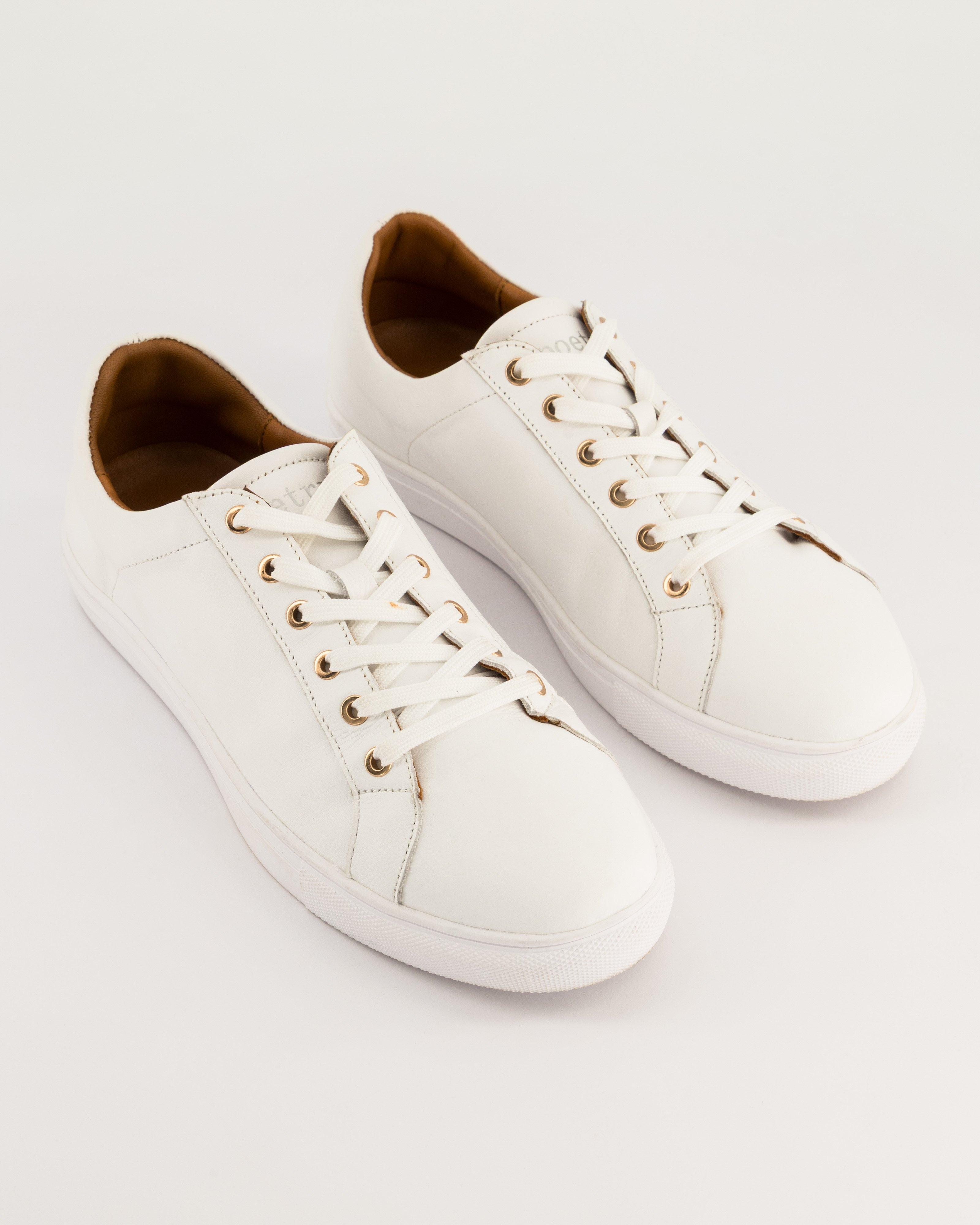 Joey White Leather Sneaker -  White