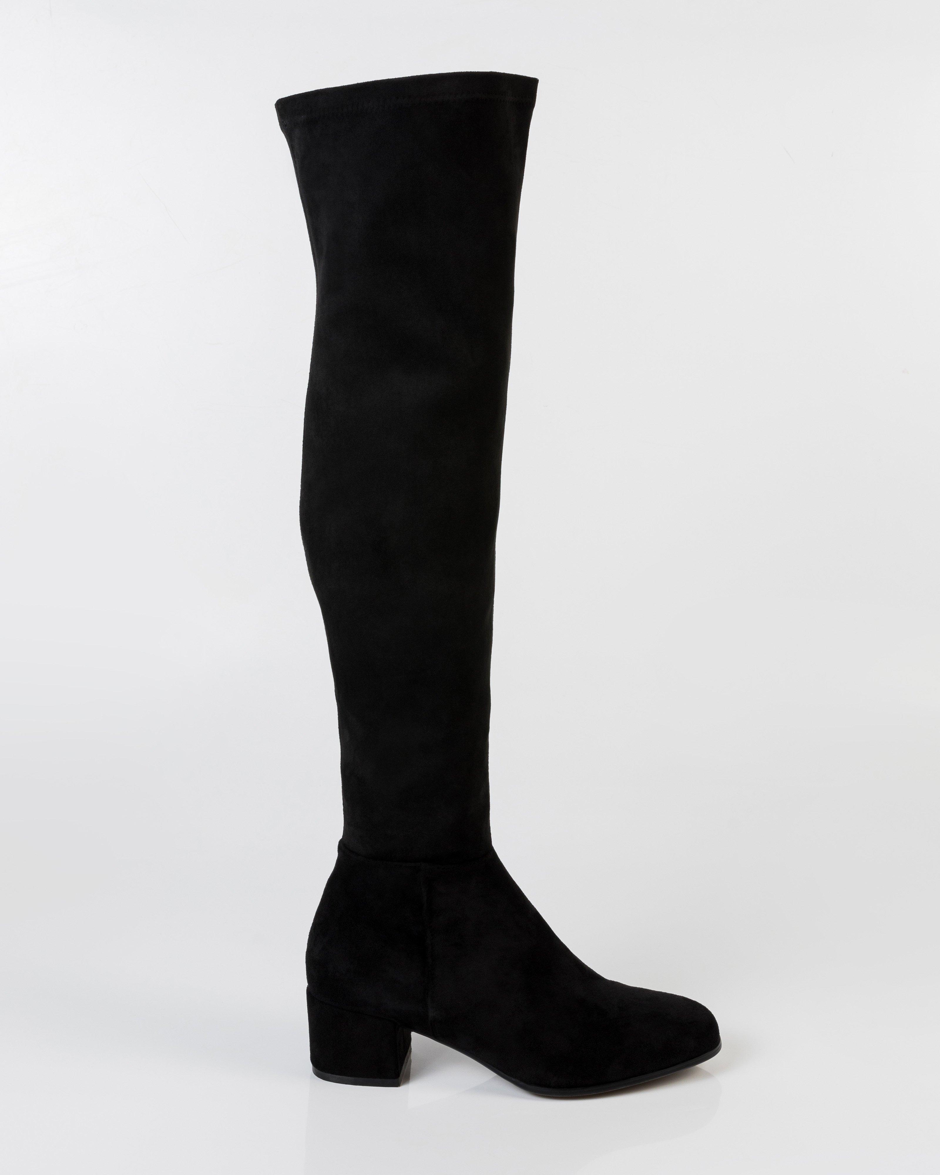Amelie Knee High Suede Boot -  Black