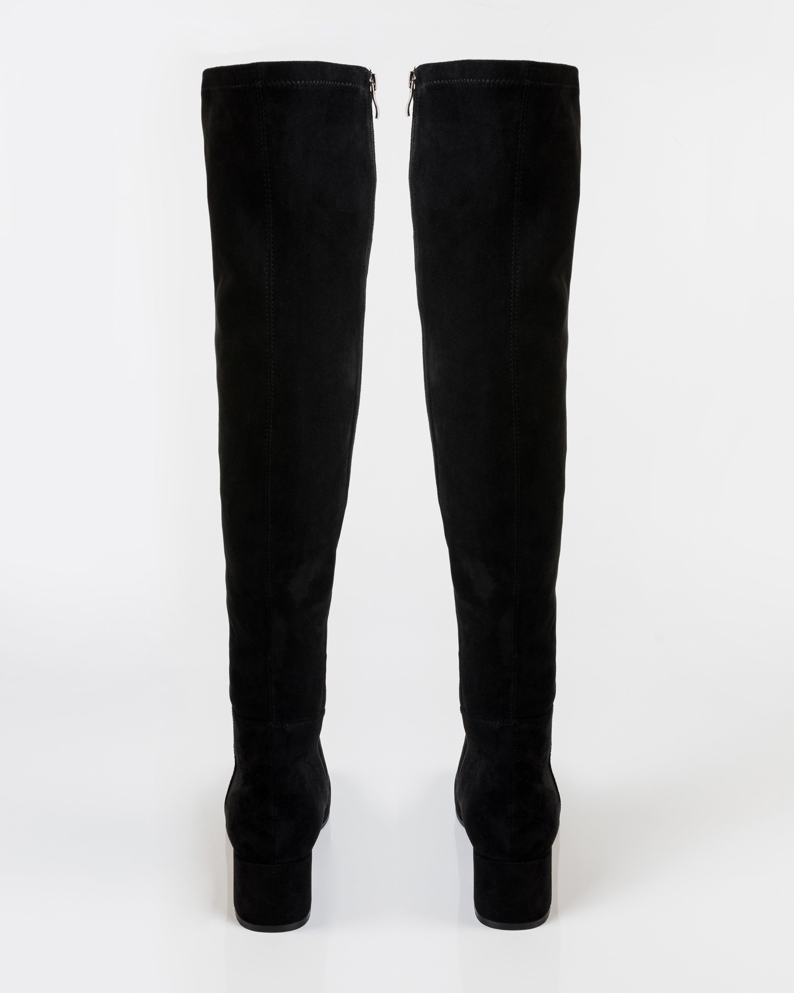 Amelie Knee High Suede Boots -  Black
