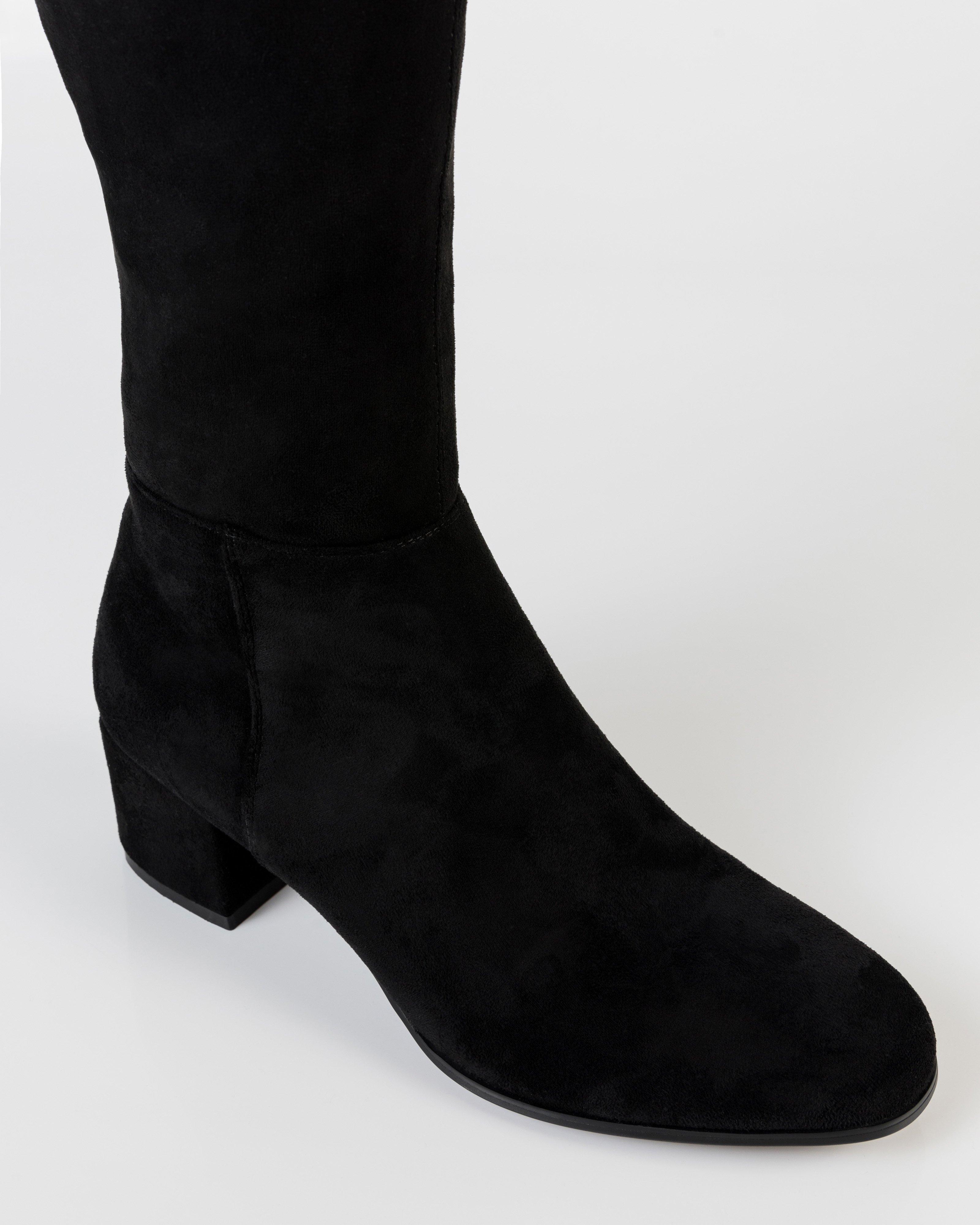 Amelie Knee High Suede Boots -  Black
