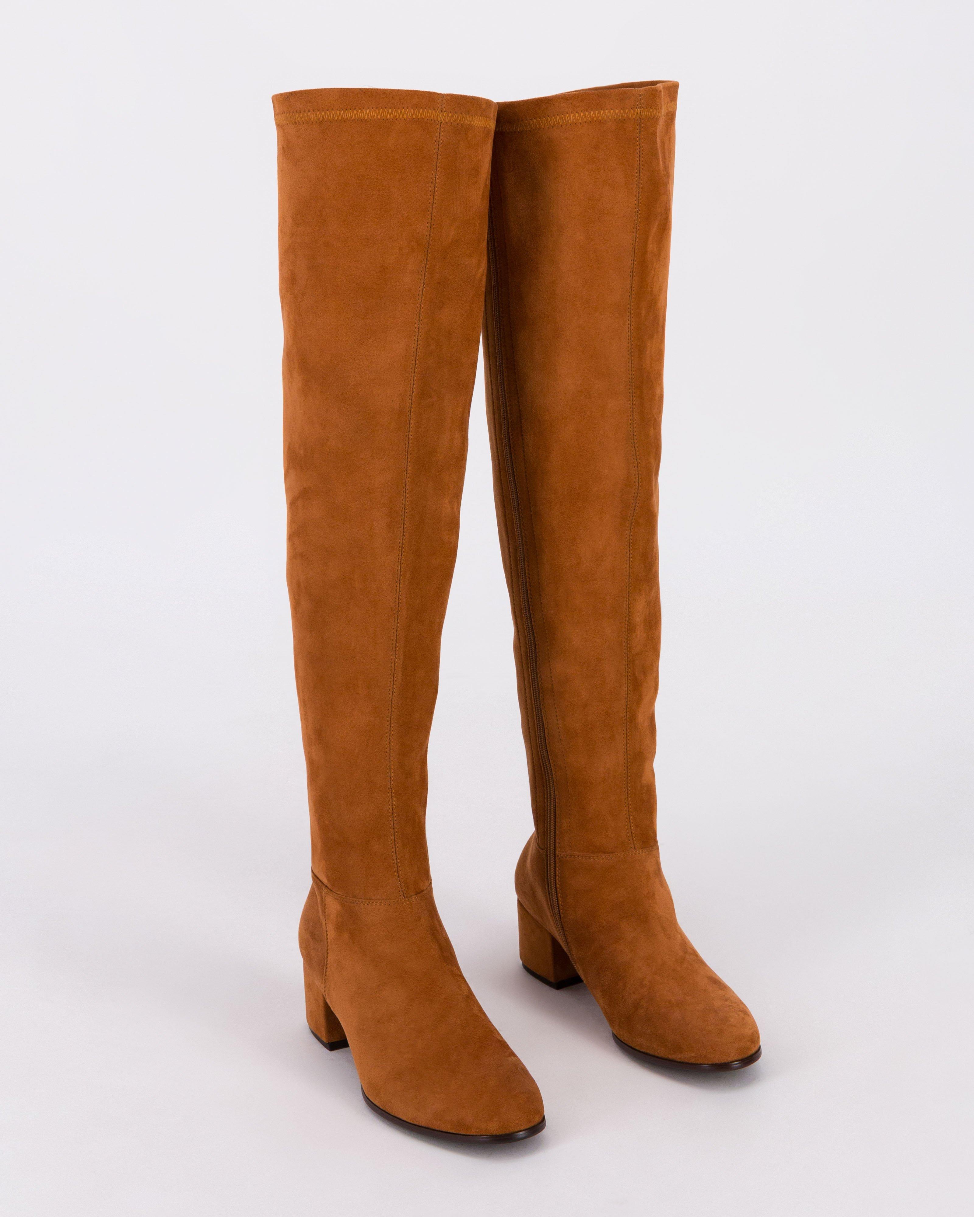 Amelie Knee High Suede Boot -  Tan