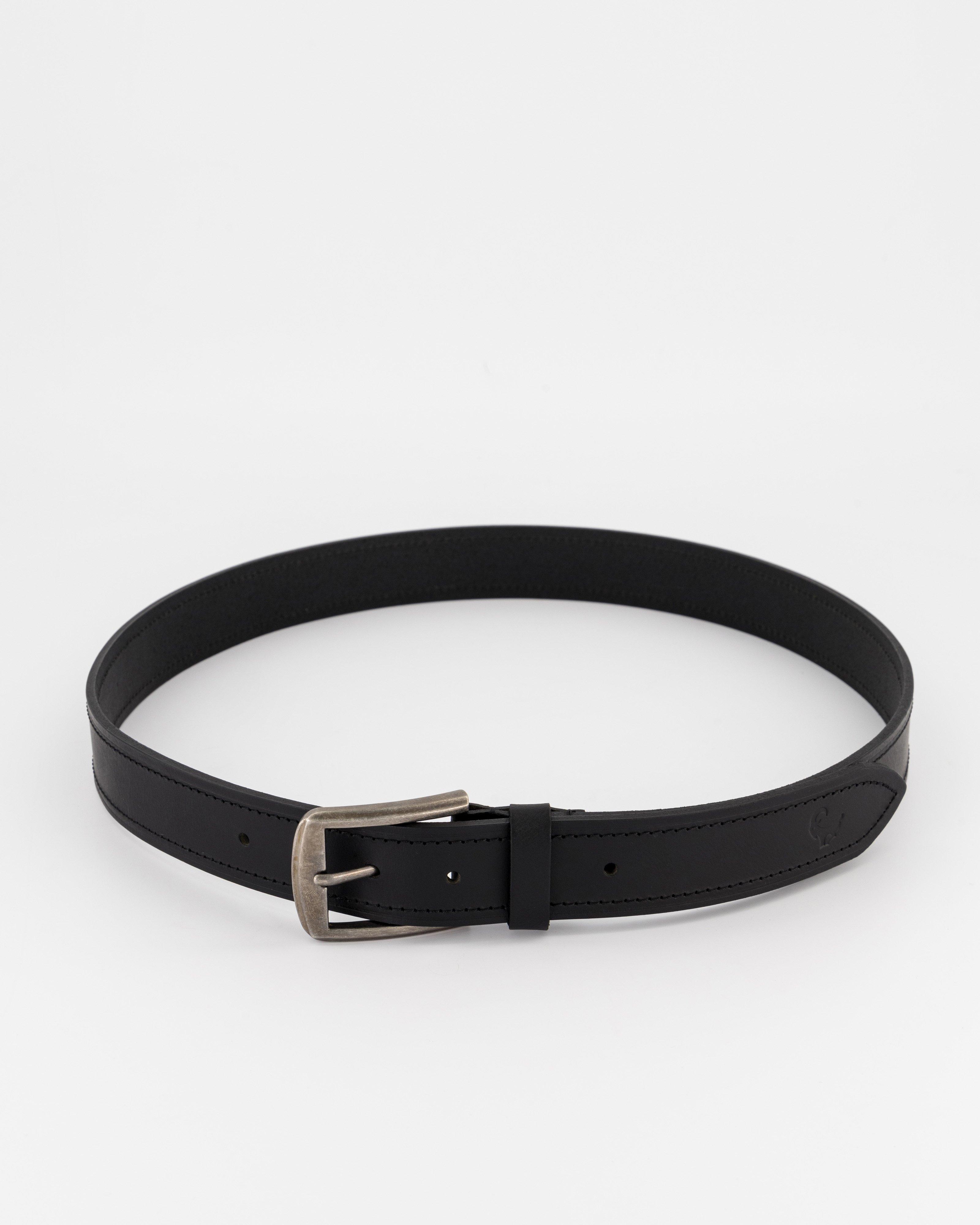 Men's Thabo Leather Buckle Belt -  Black