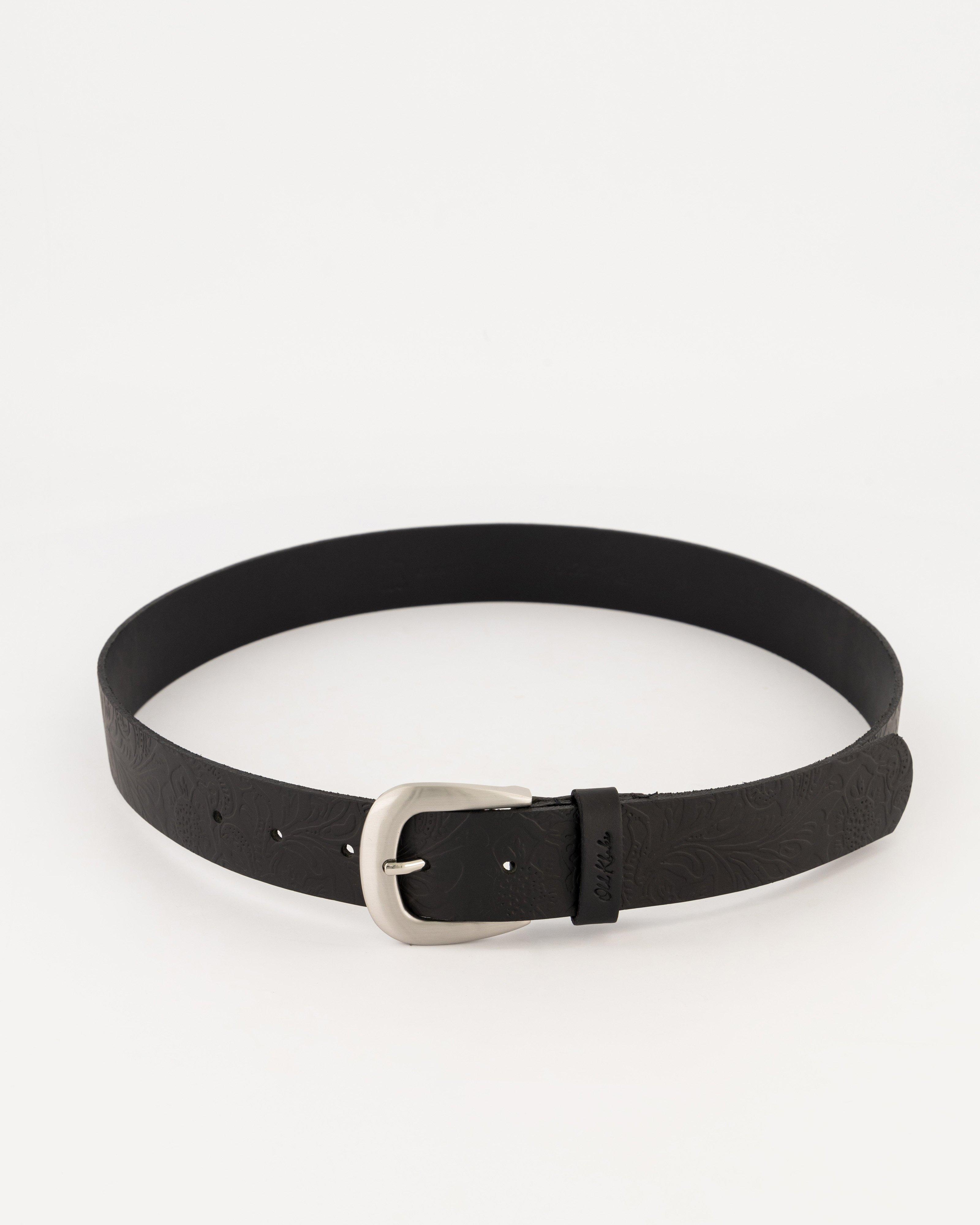 Women's Carly Embossed Leather Belt -  Black